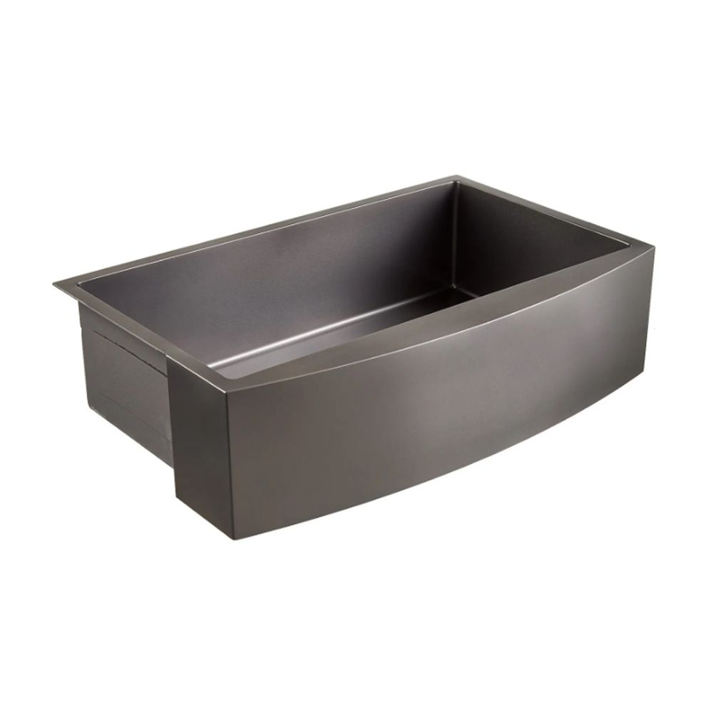 Signature Hardware AF1033-5B-CS-MB 33 Atlas Stainless Steel Farmhouse Sink - Curved Apron - Gunmetal Black