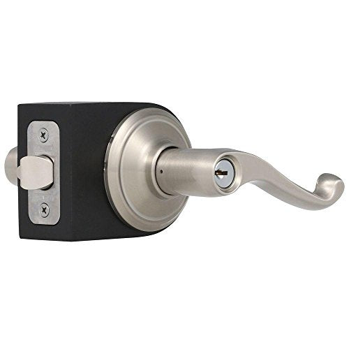 Schlage F51A FLA 619 Flair Keyed Entry Lever, Satin Nickel