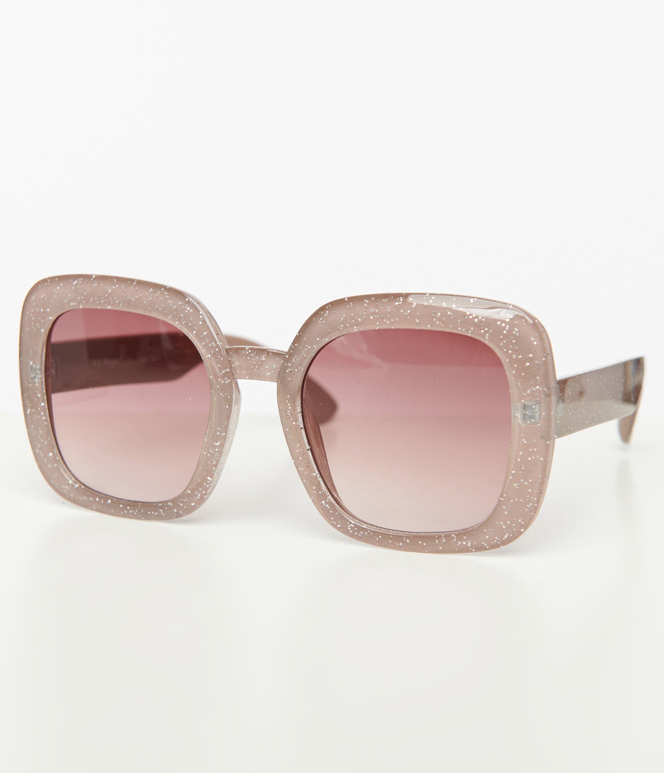 1970s Beige Sparkle Square Sunglasses