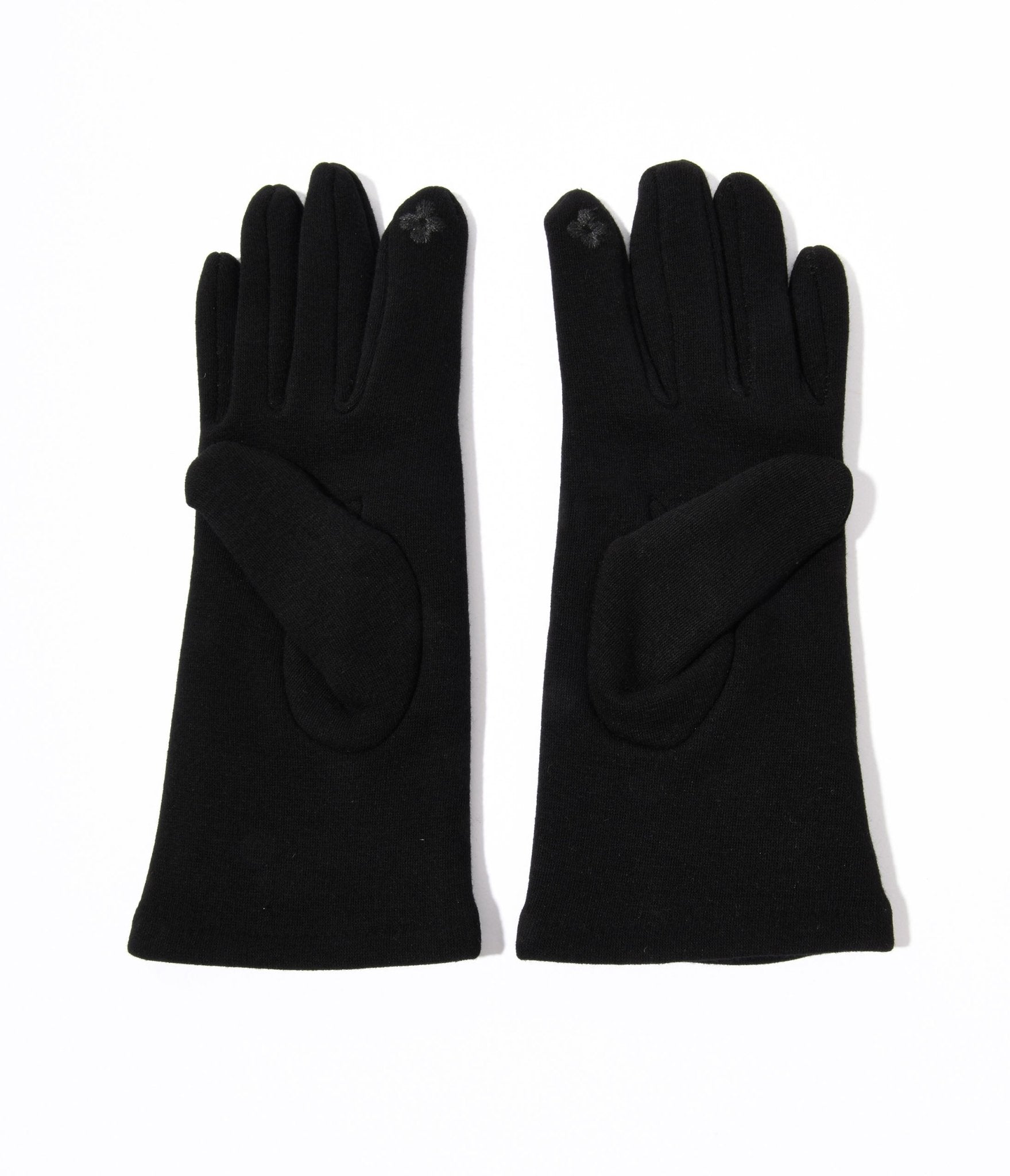 Black Wrist Length Buttons Texting Gloves