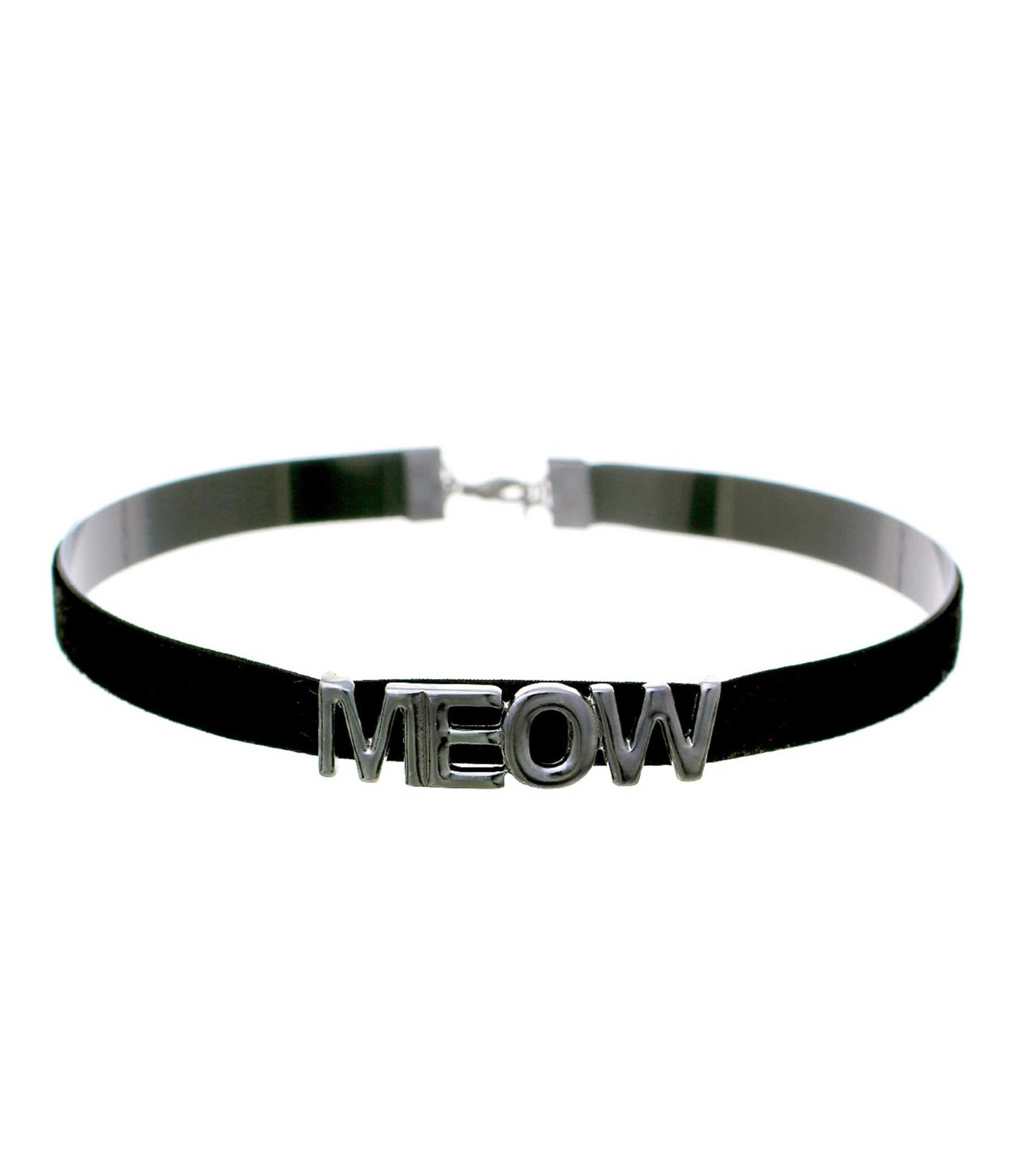 Silver & Black Meow Choker