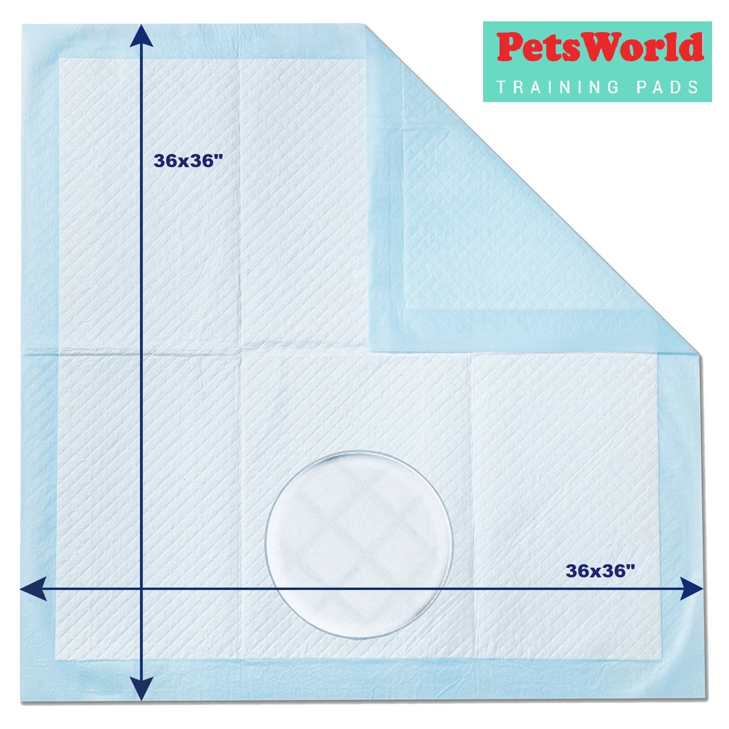 PetsWorld PW3636-150 Great Dane Dog Training Pads 36x36 150 Count