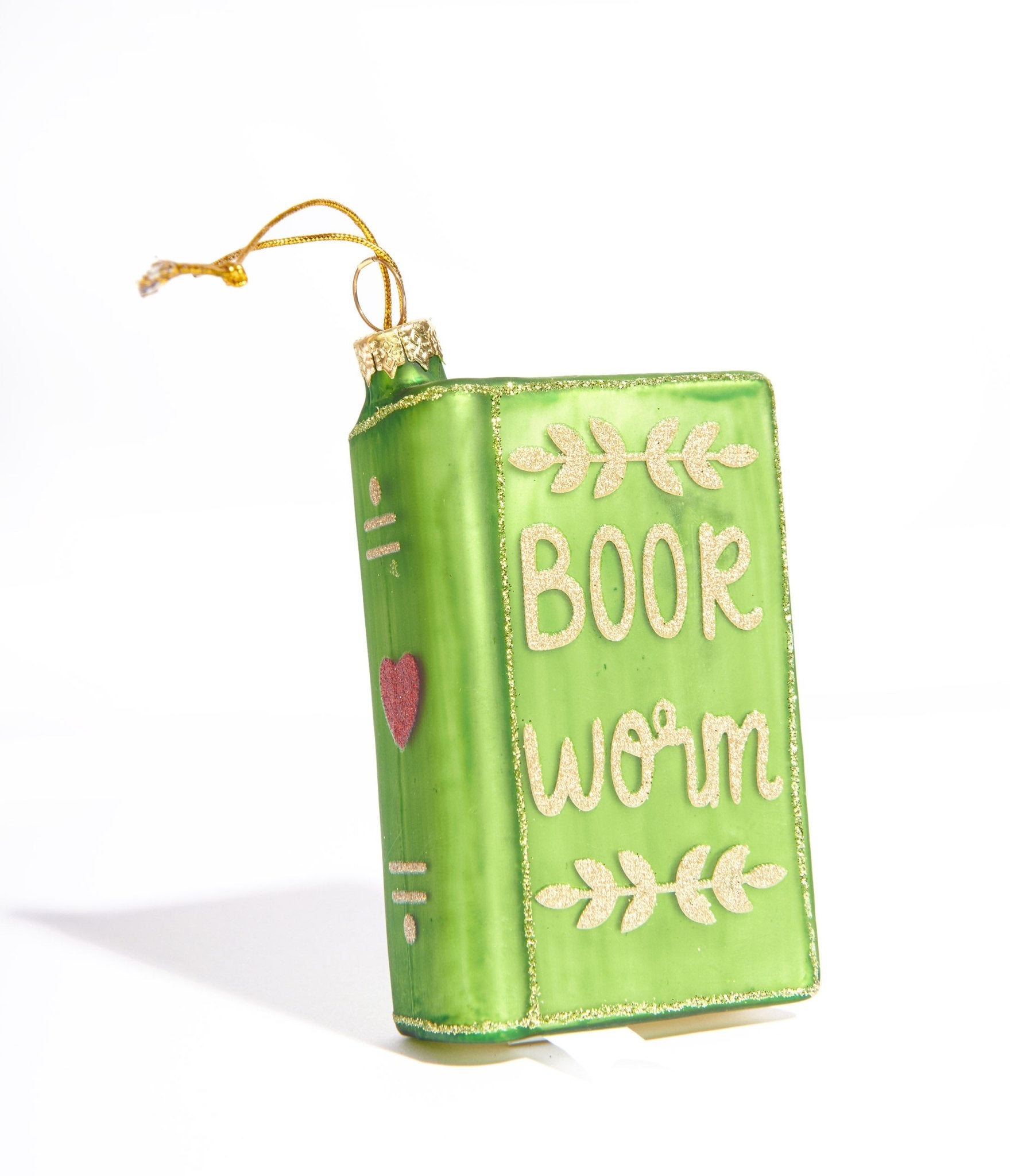 Book Worm Glass Ornament