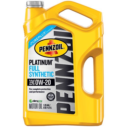 Pennzoil 550046127 Platinum Full Synthetic 0W-20 Motor Oil, 5-Quart