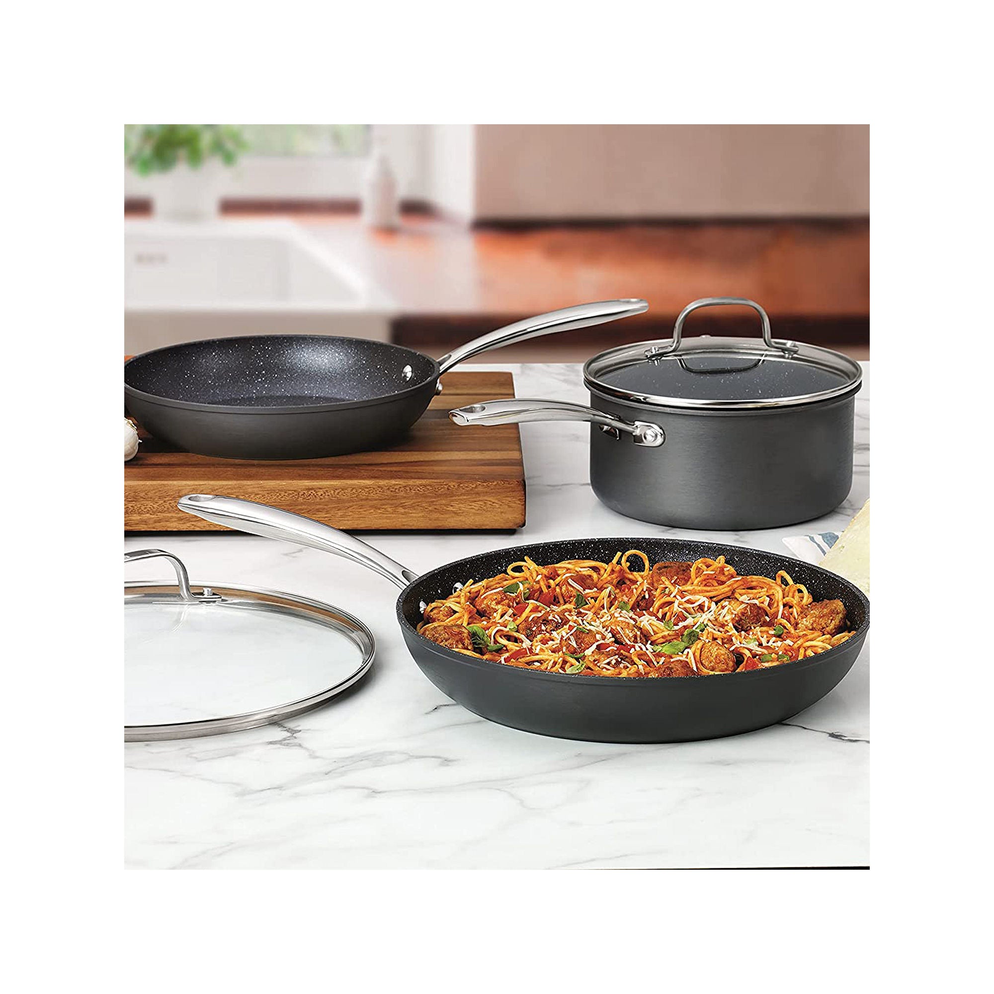 Granitestone Pro Hard Anodized 5-Pc. Nonstick Cookware Set - BLACK ONE SIZE