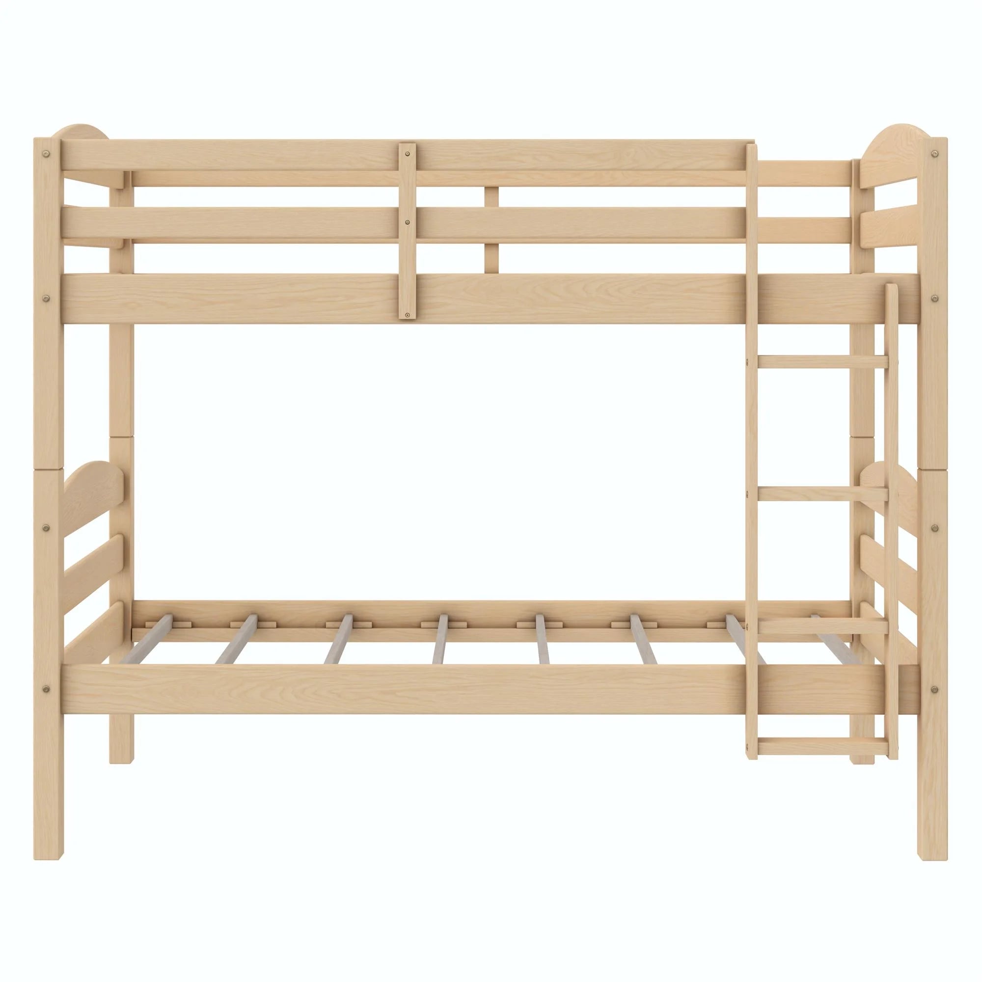 Better Homes & Gardens WM3921FP Leighton Kids Solid Wood Twin-Over-Twin Convertible Bunk Bed W/Ladder and Guardrails, Natural Pine