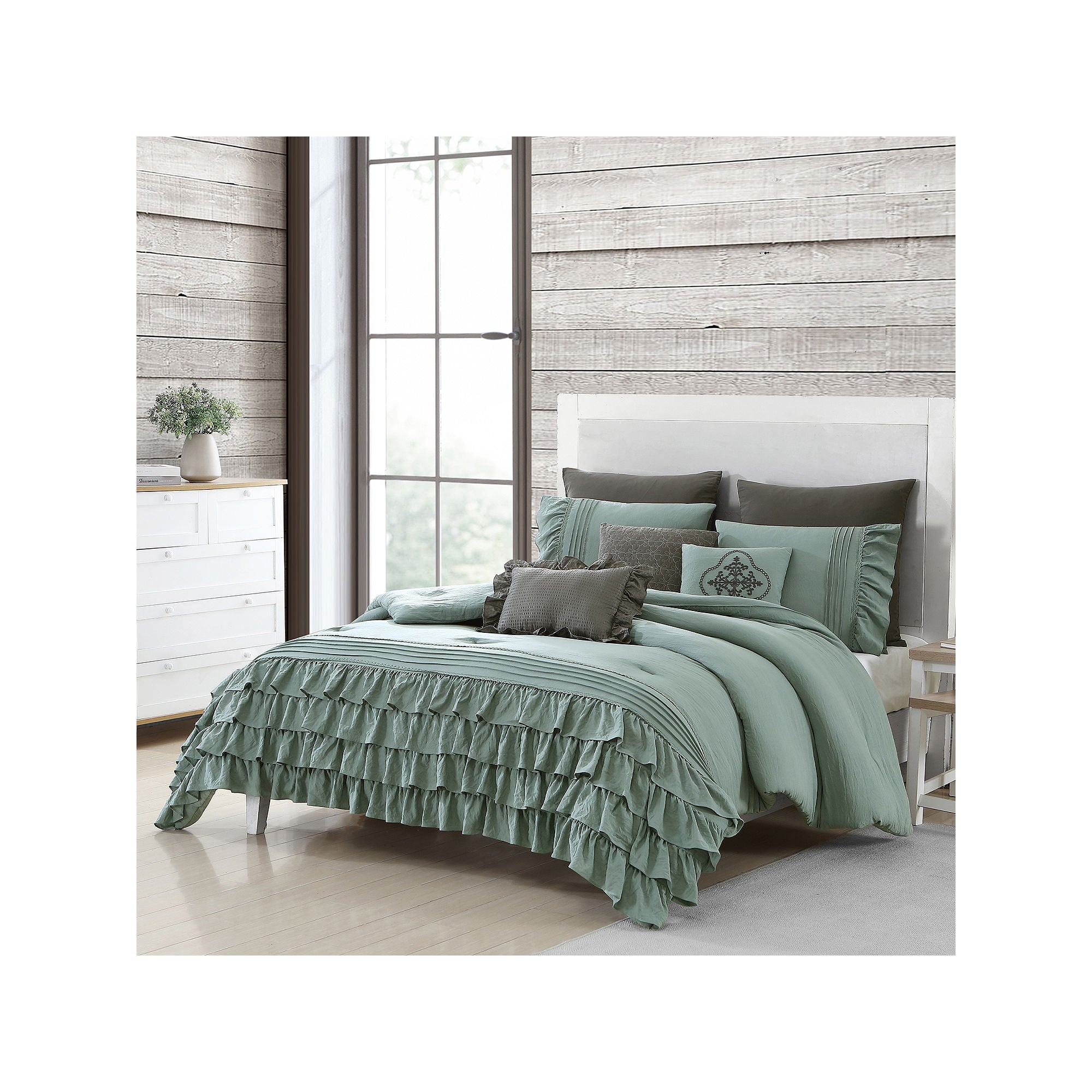 Marie Claire Chloe 8-Pc. Midweight Embellished Comforter Set - LIGHT GREEN ONE SIZE