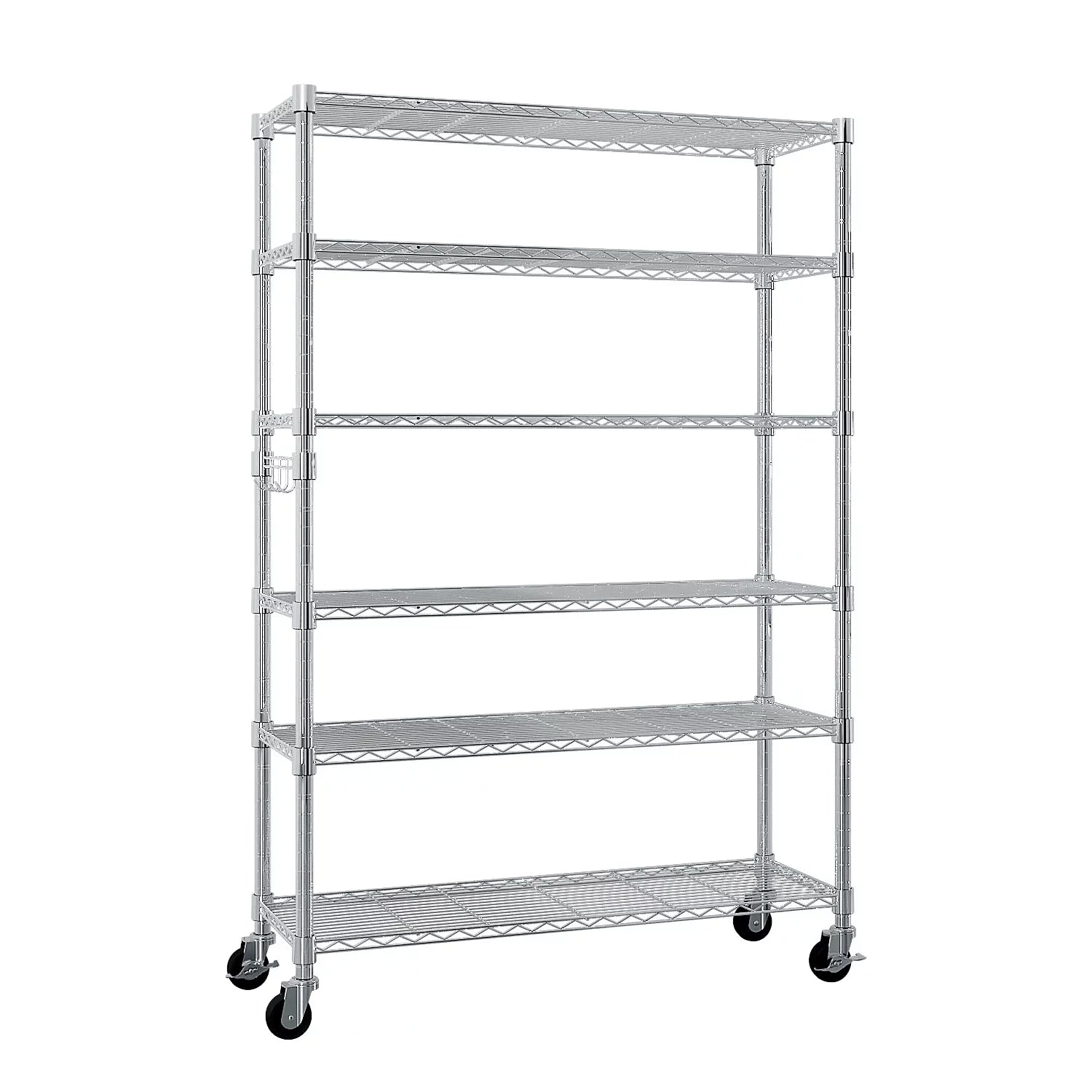 Ktaxon 6 Tier Wire Shelving With Wheels, 46x18x82 Silver