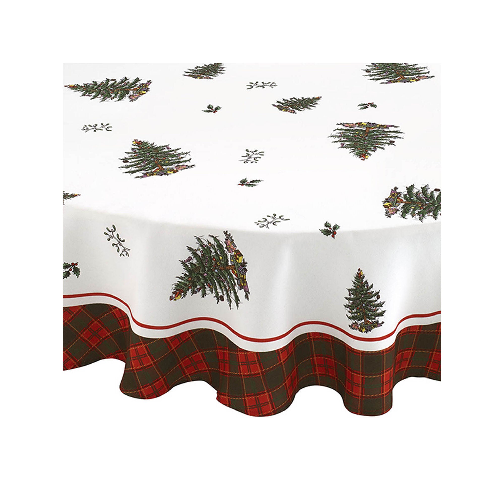 Spode Christmas Tree Tartan Round Tablecloth - MULTI ONE SIZE