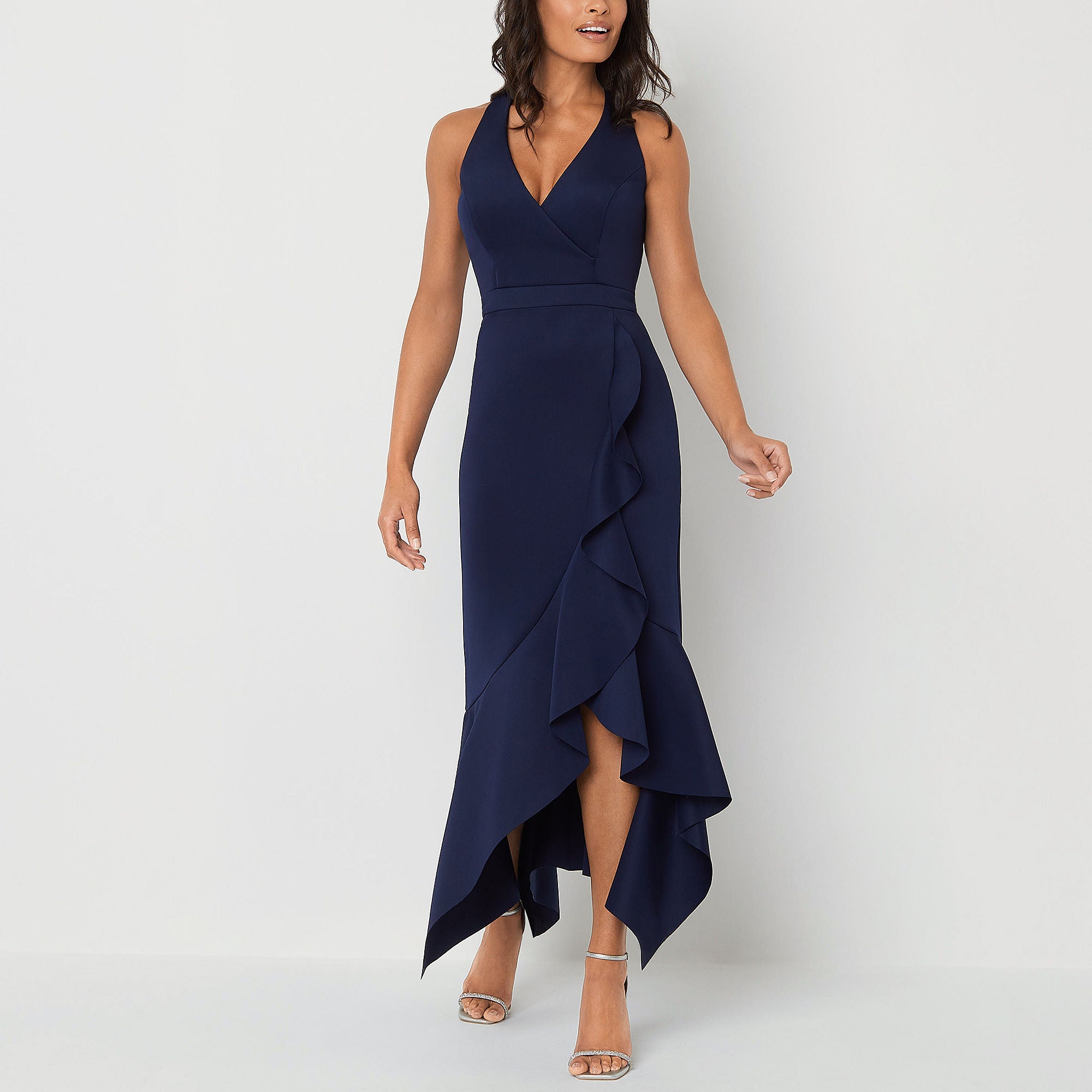 Dj Jaz Ruffle Sleeveless Midi Evening Gown - NAVY 18