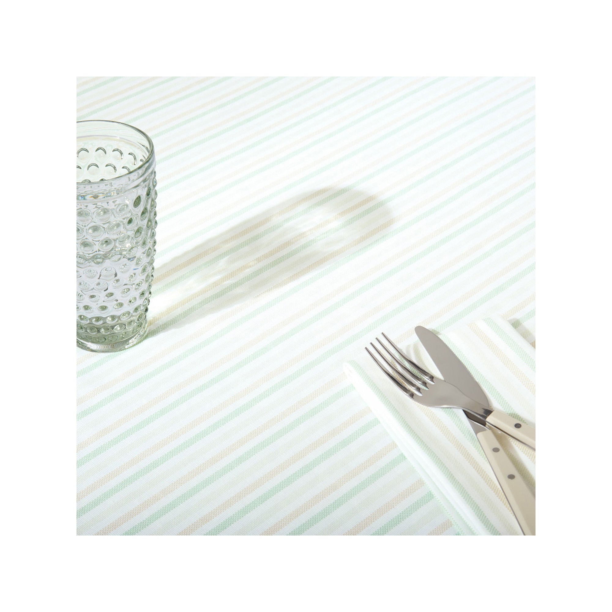 Martha Stewart Daisy Stripe Tablecloth - GREEN ONE SIZE