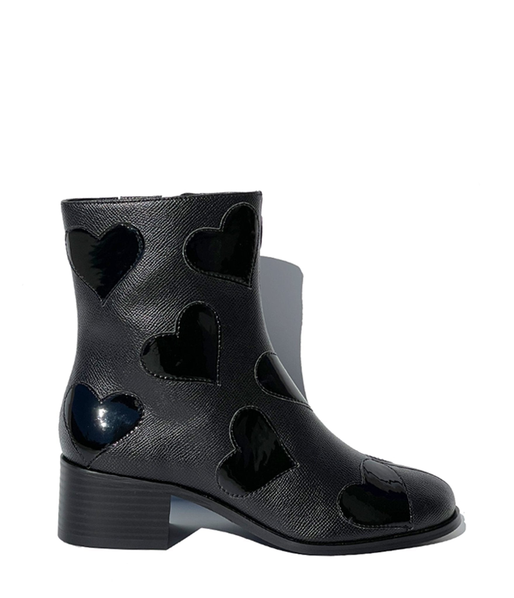 Black Heart to Heart Ankle Boot