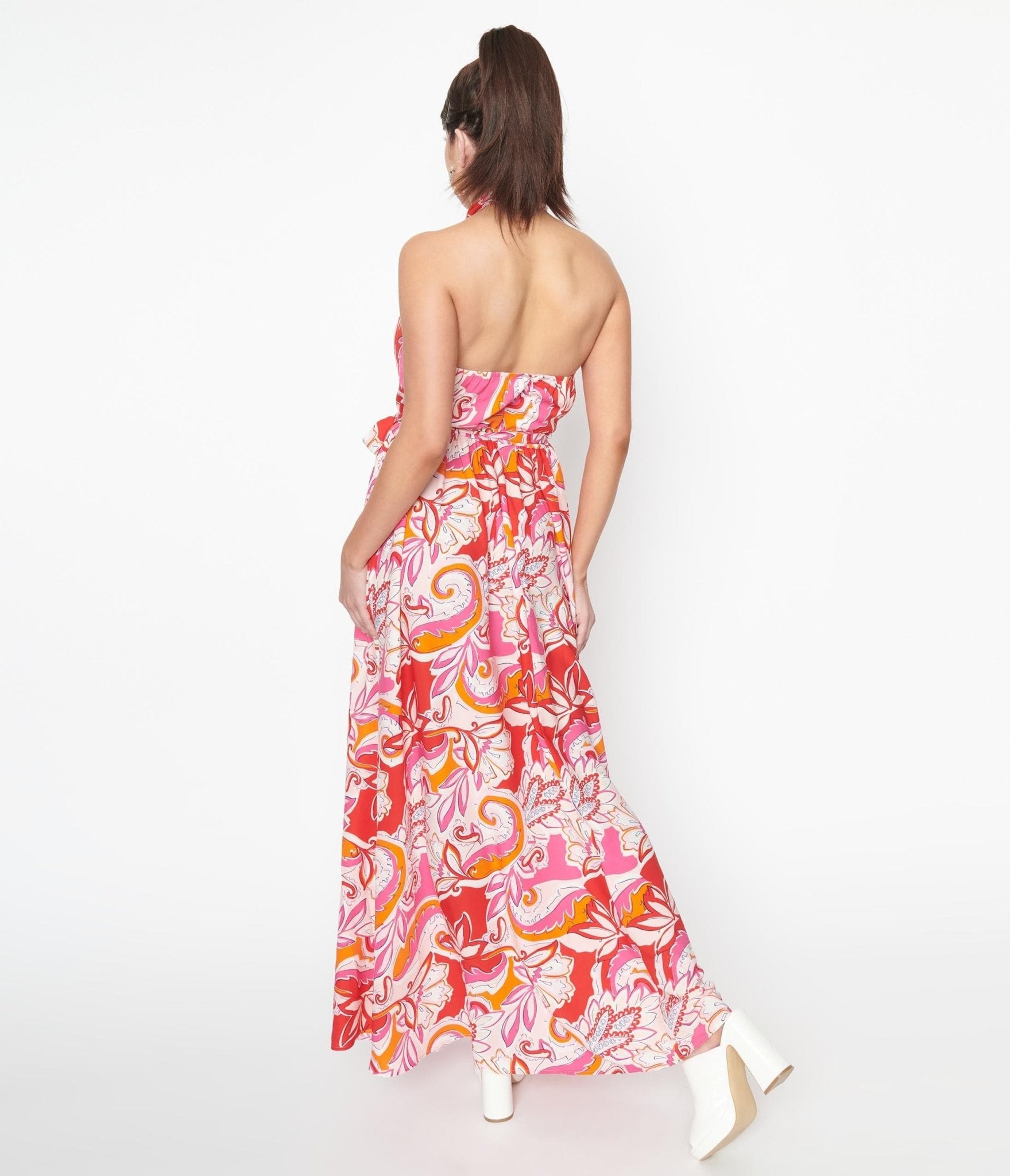 Smak Parlour 1970s Pink & Red Floral Budding Romance Maxi Dress