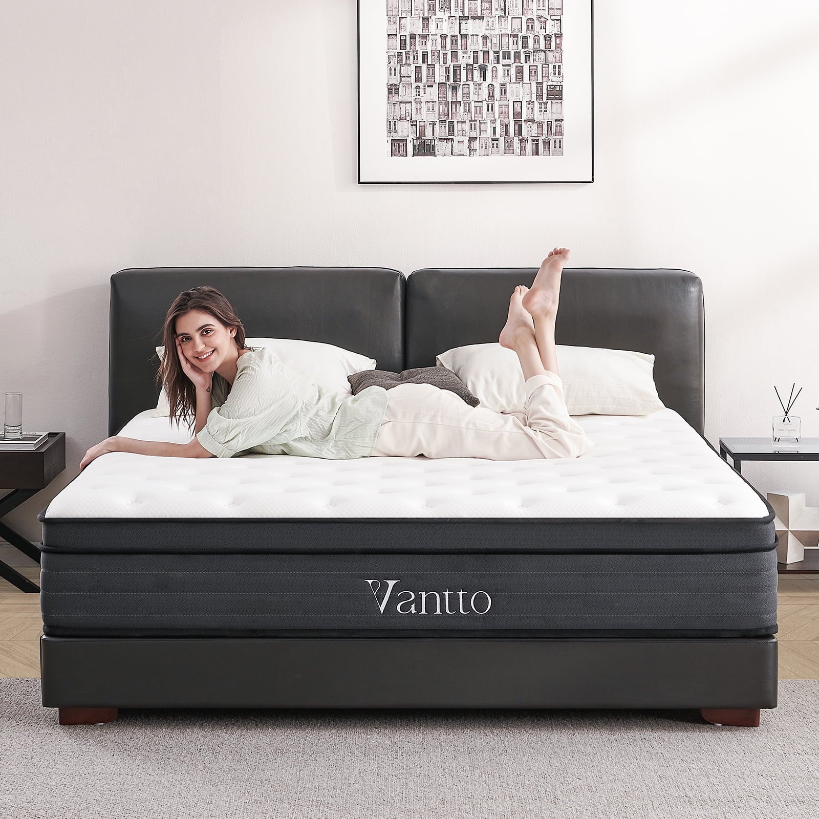 Vantto WM-10F-01 10 Full Memory Foam Mattress W/Motion Isolation, Pressure Relief