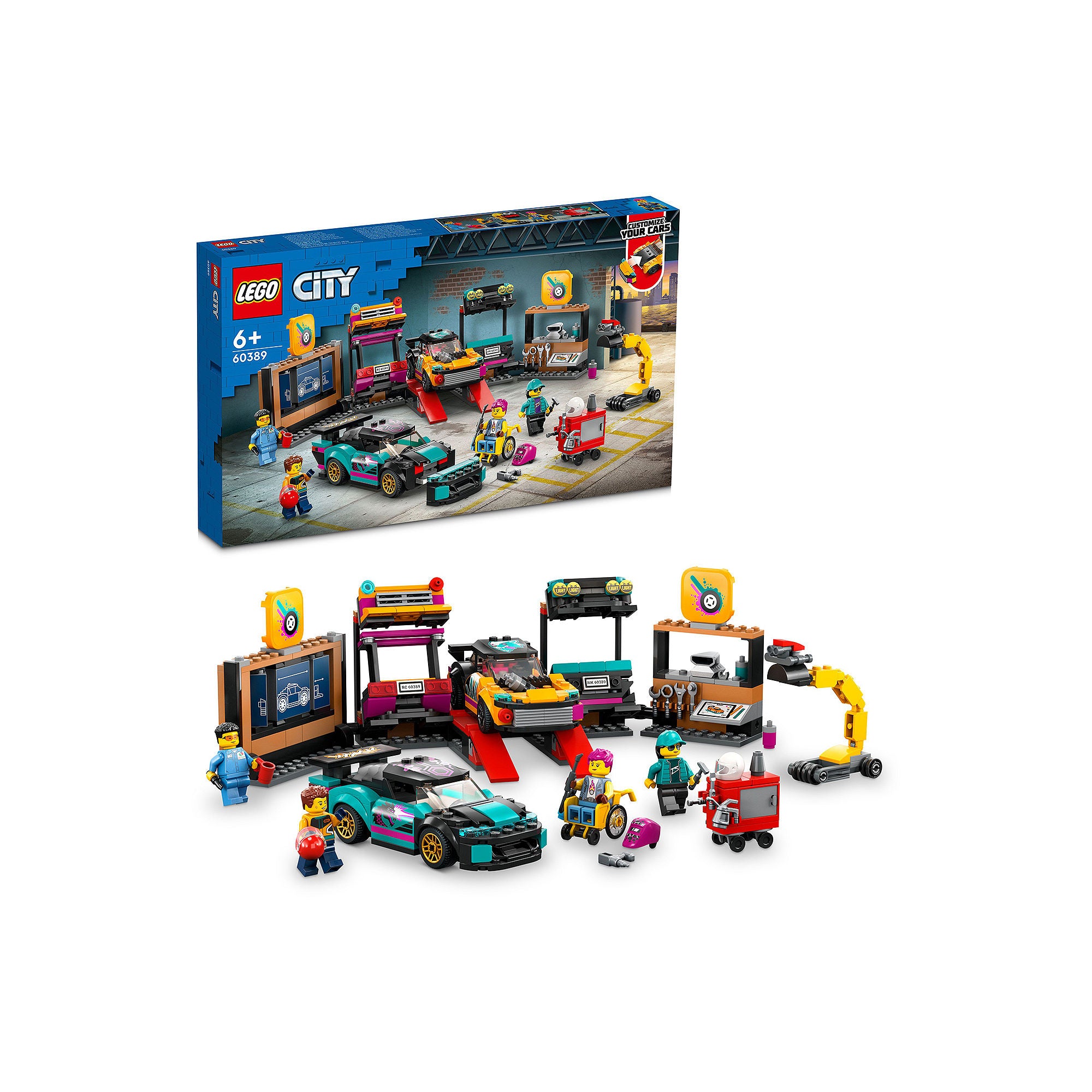 LEGO 60389 City Custom Car Garage Toy, Kids Workshop Set