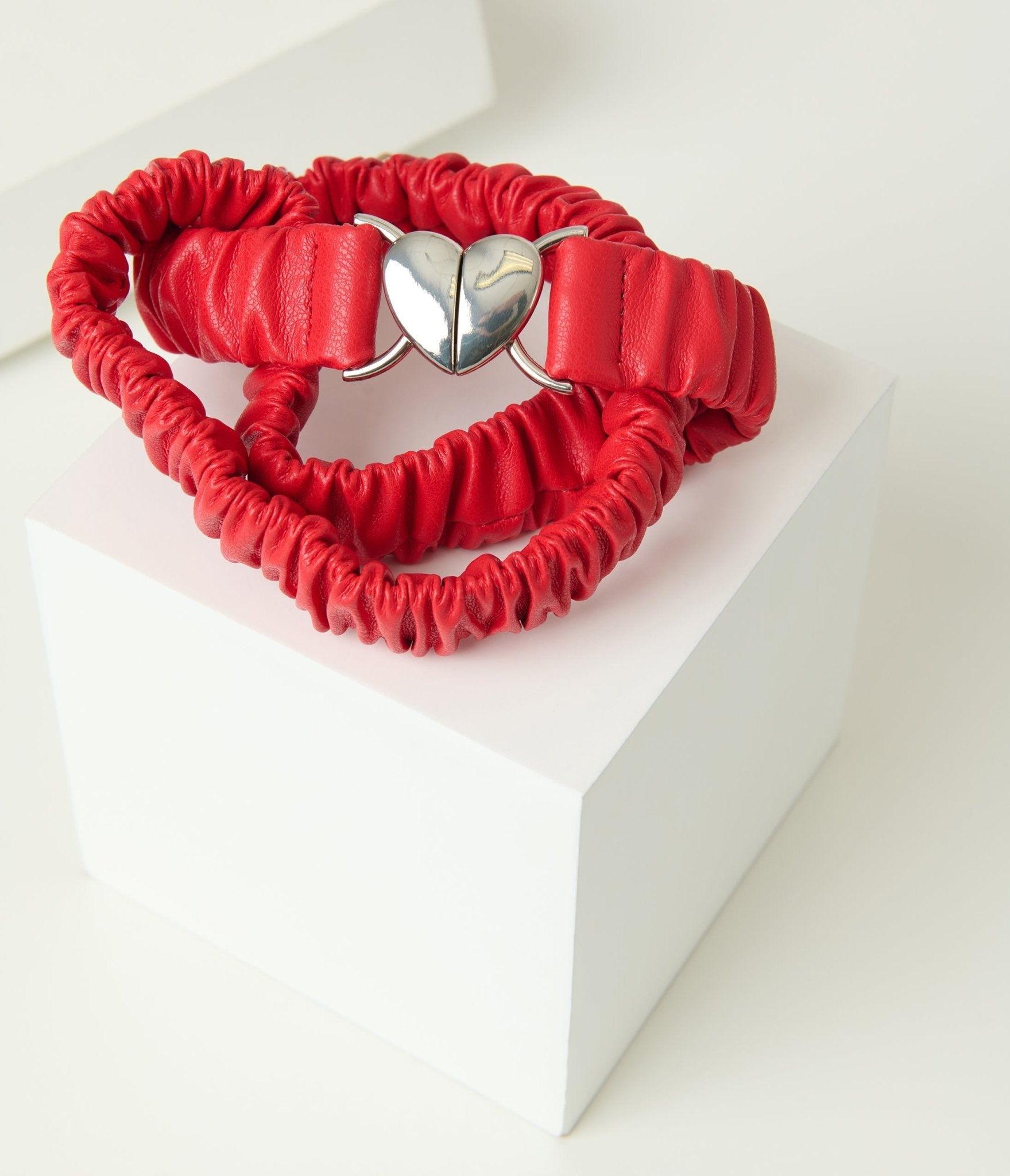 Banned Red Leatherette Heart Clasp Belt