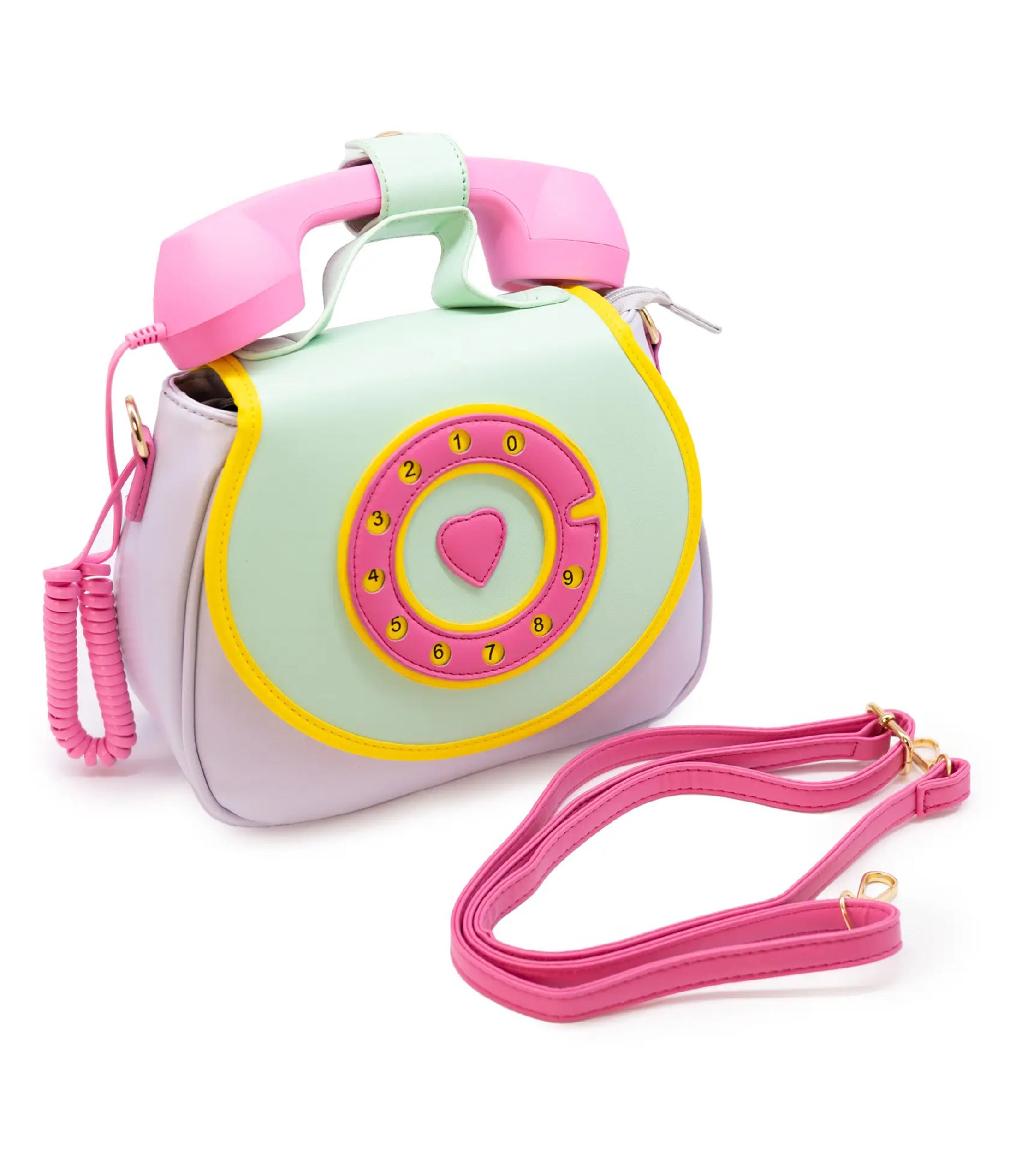 Pink & Green Ring Ring Phone Convertible Handbag