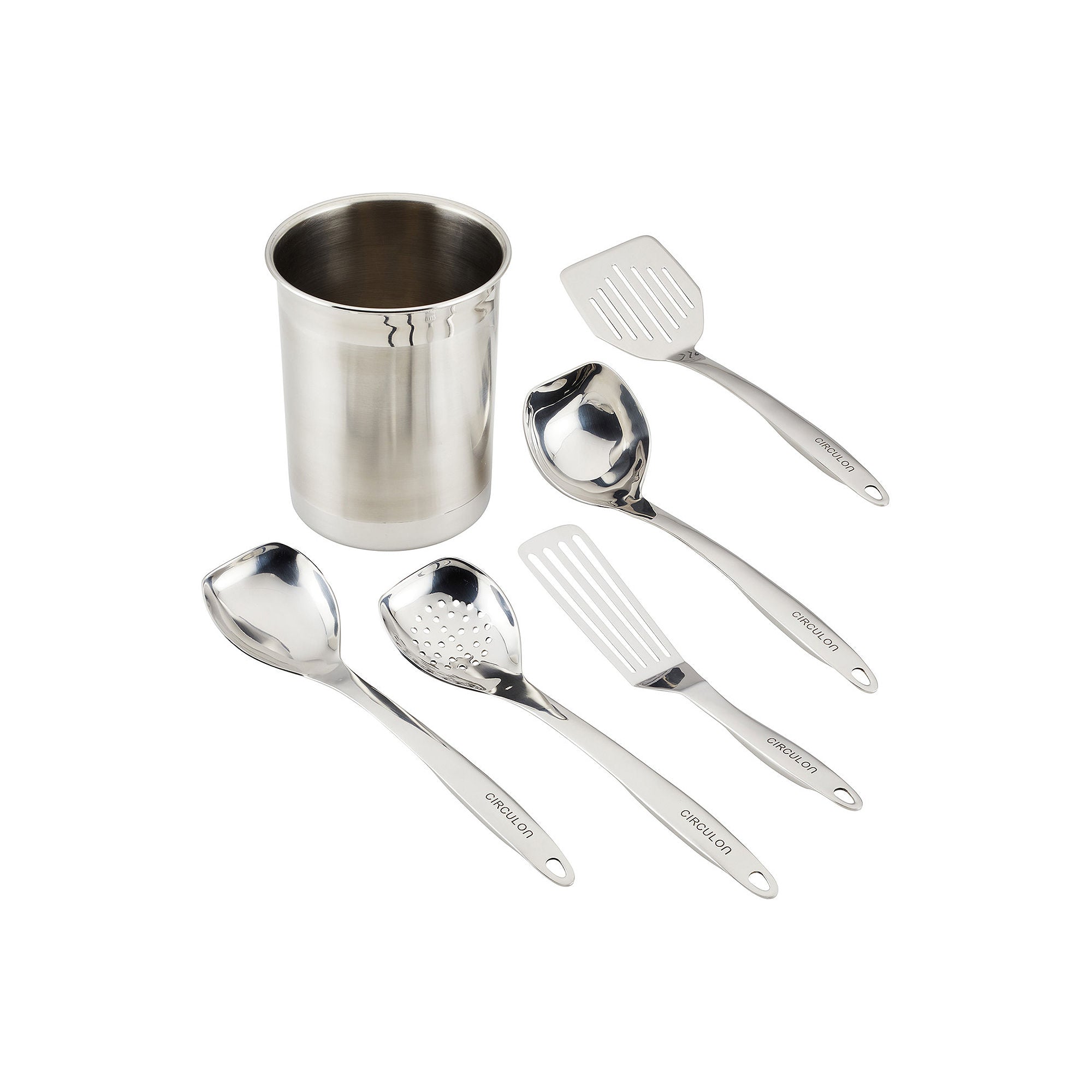 Circulon Stainless Steel 6-Pc. Kitchen Tools Set With Crock - STAINLESS STEEL ONE SIZE