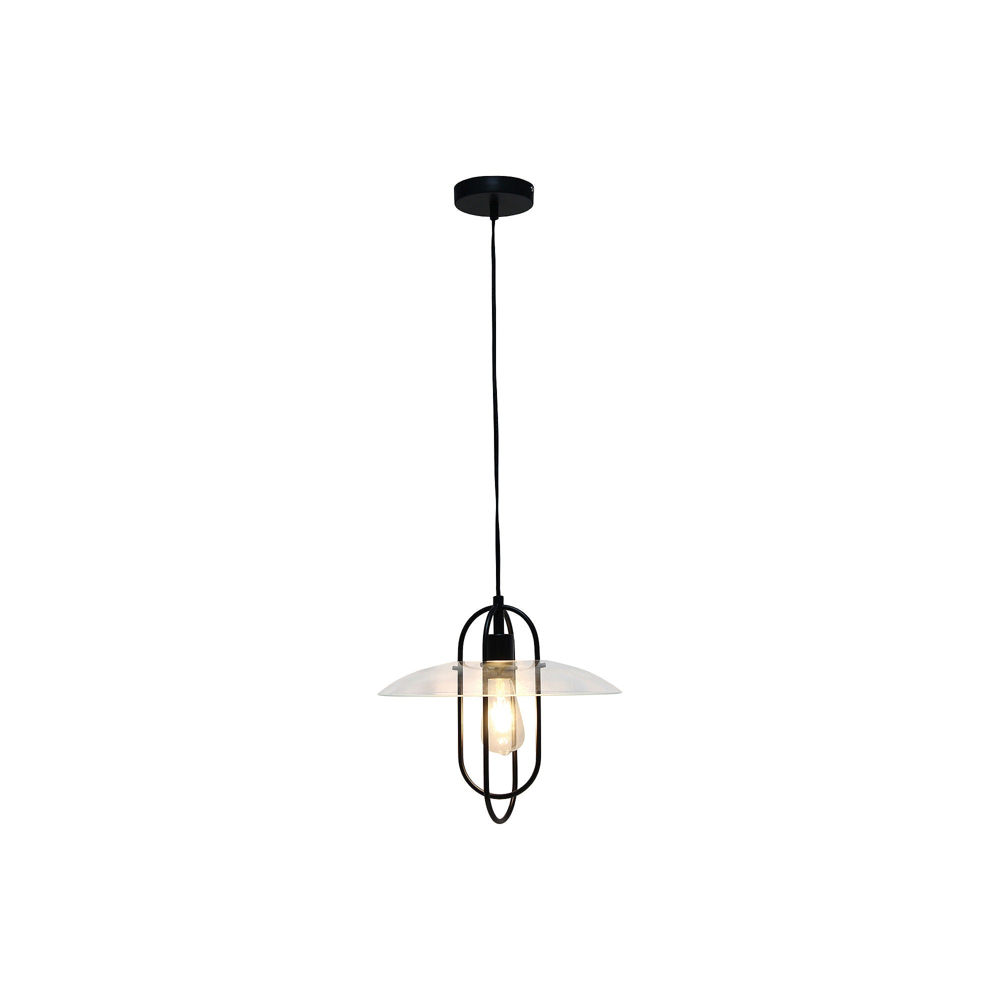 Asstd National Brand 1 Light Elongated Metal Pendant Light - BLACK ONE SIZE