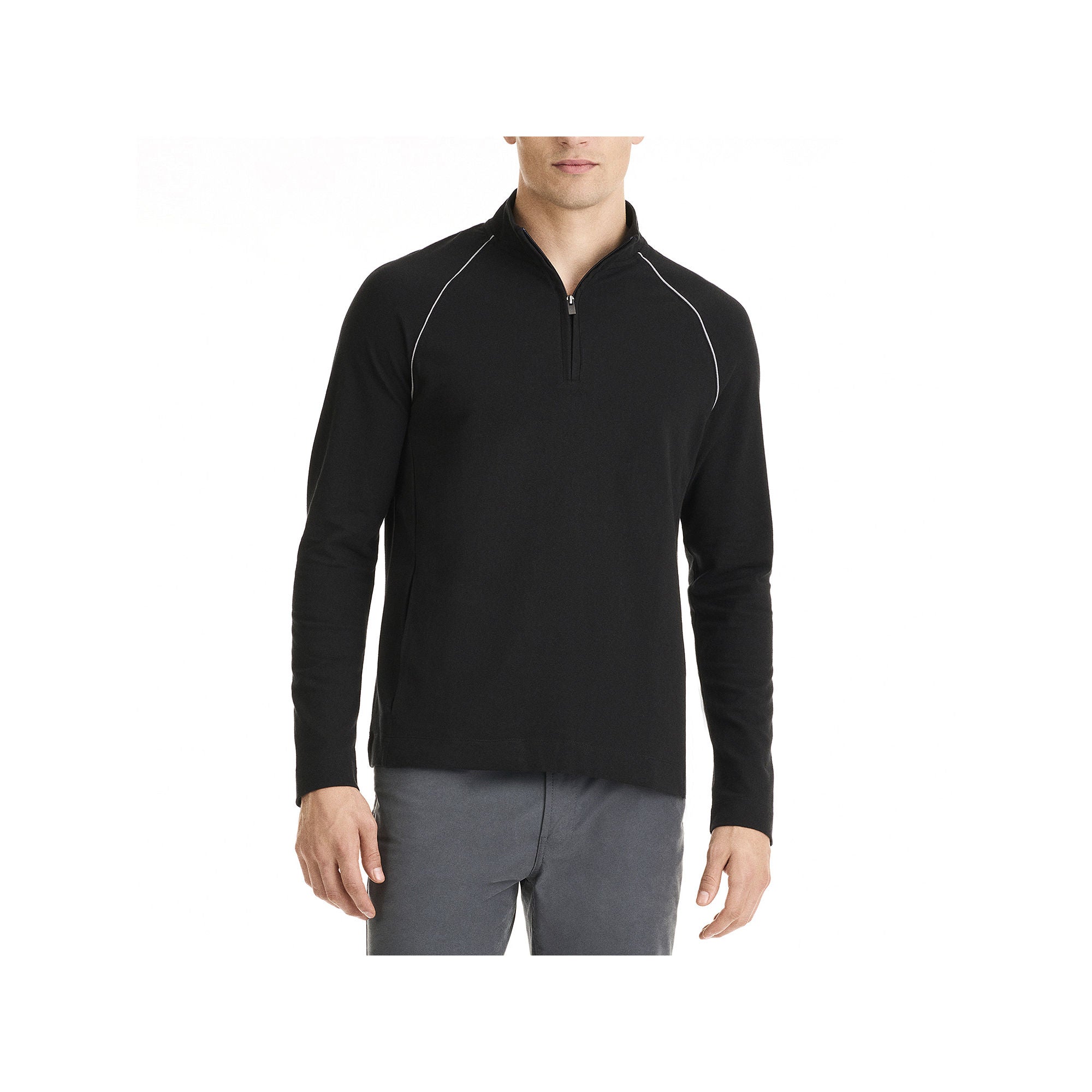 Van Heusen Mens Mock Neck Long Sleeve Quarter-Zip Pullover, 2XL Black