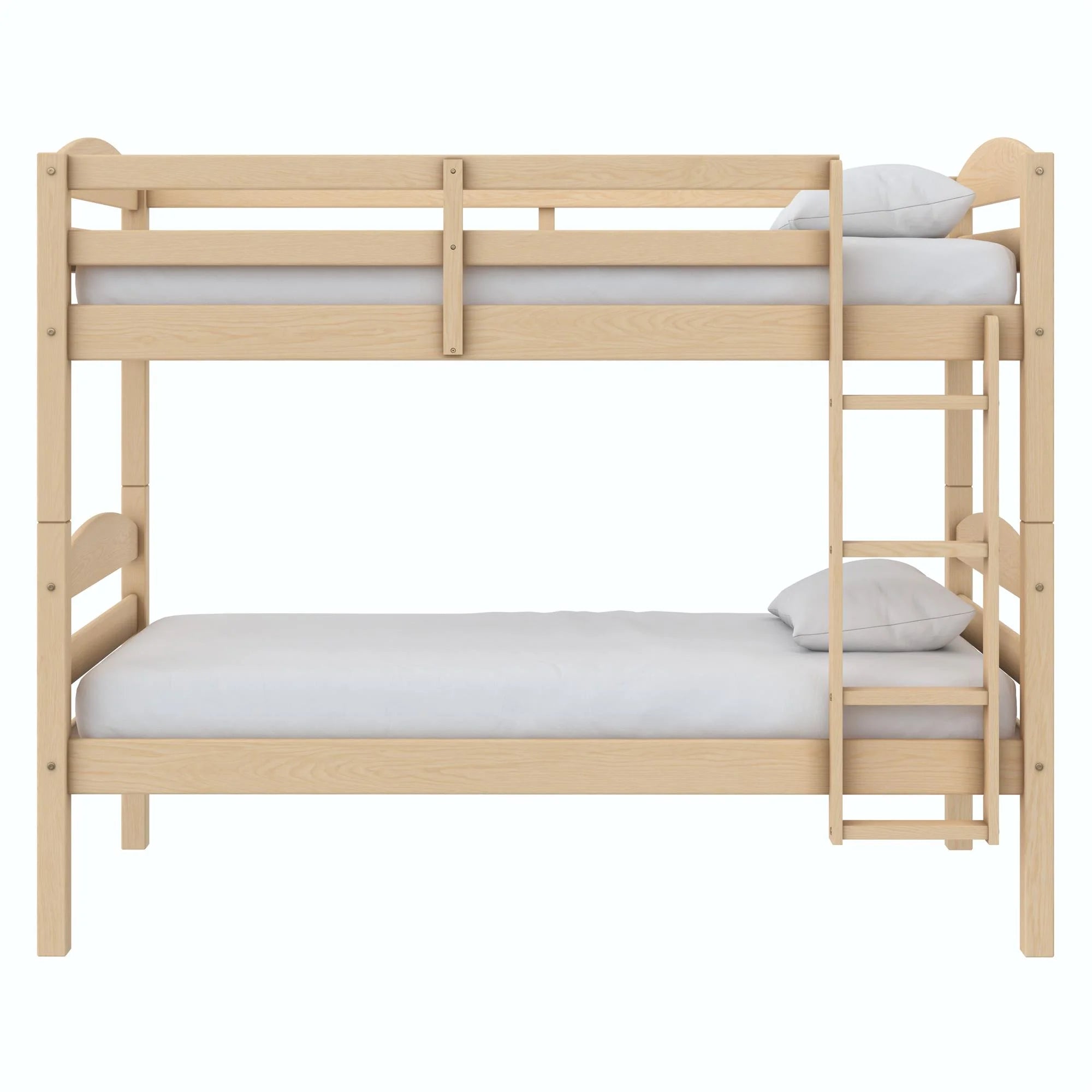 Better Homes & Gardens WM3921FP Leighton Kids Solid Wood Twin-Over-Twin Convertible Bunk Bed W/Ladder and Guardrails, Natural Pine