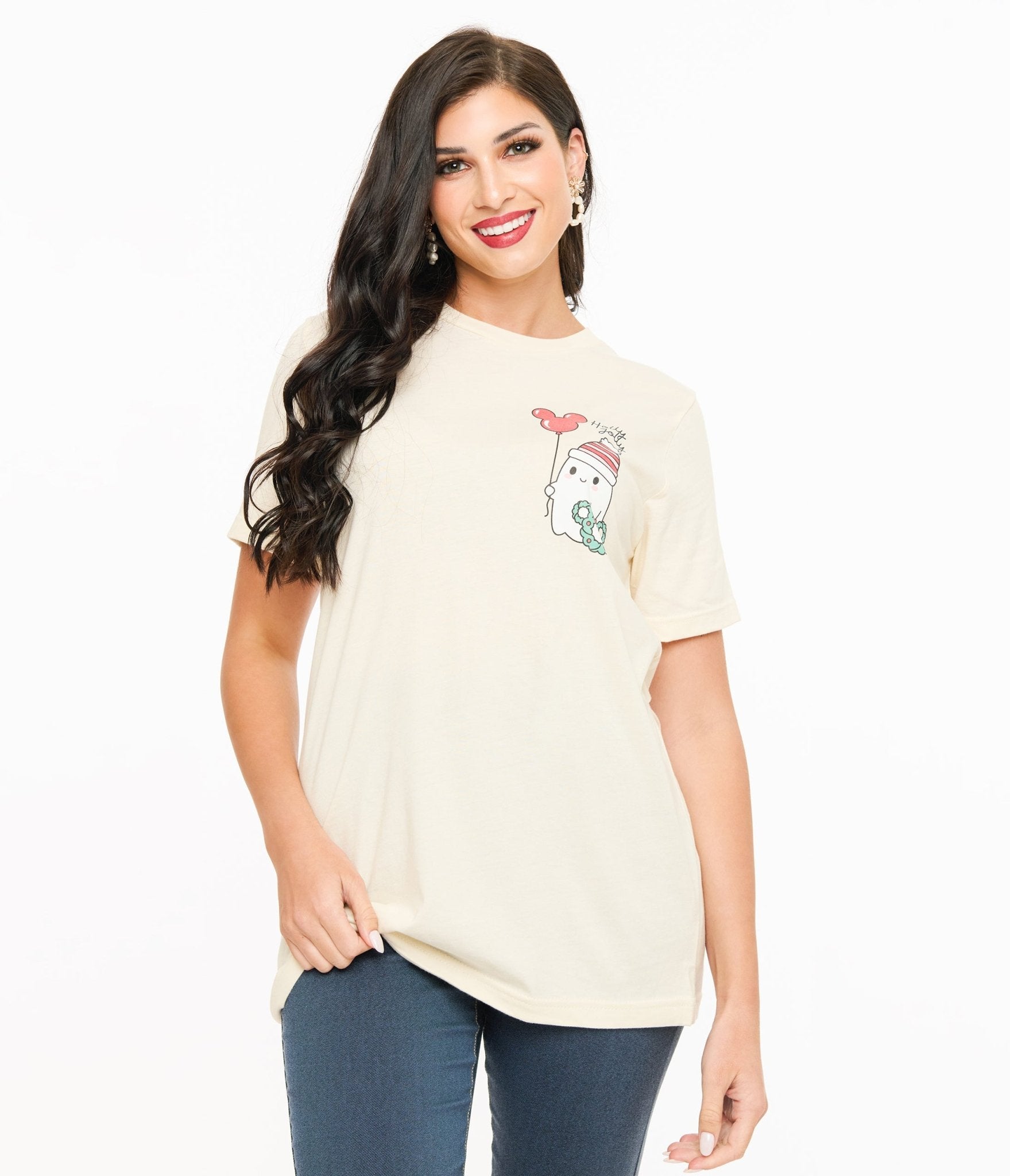 Cream Holly Jolly Ghost Graphic Tee