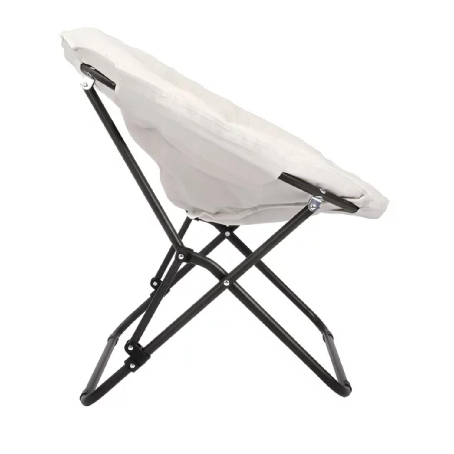 Mainstays AC5726G Saucer Chair for Kids and Teens, White Faux Shearling