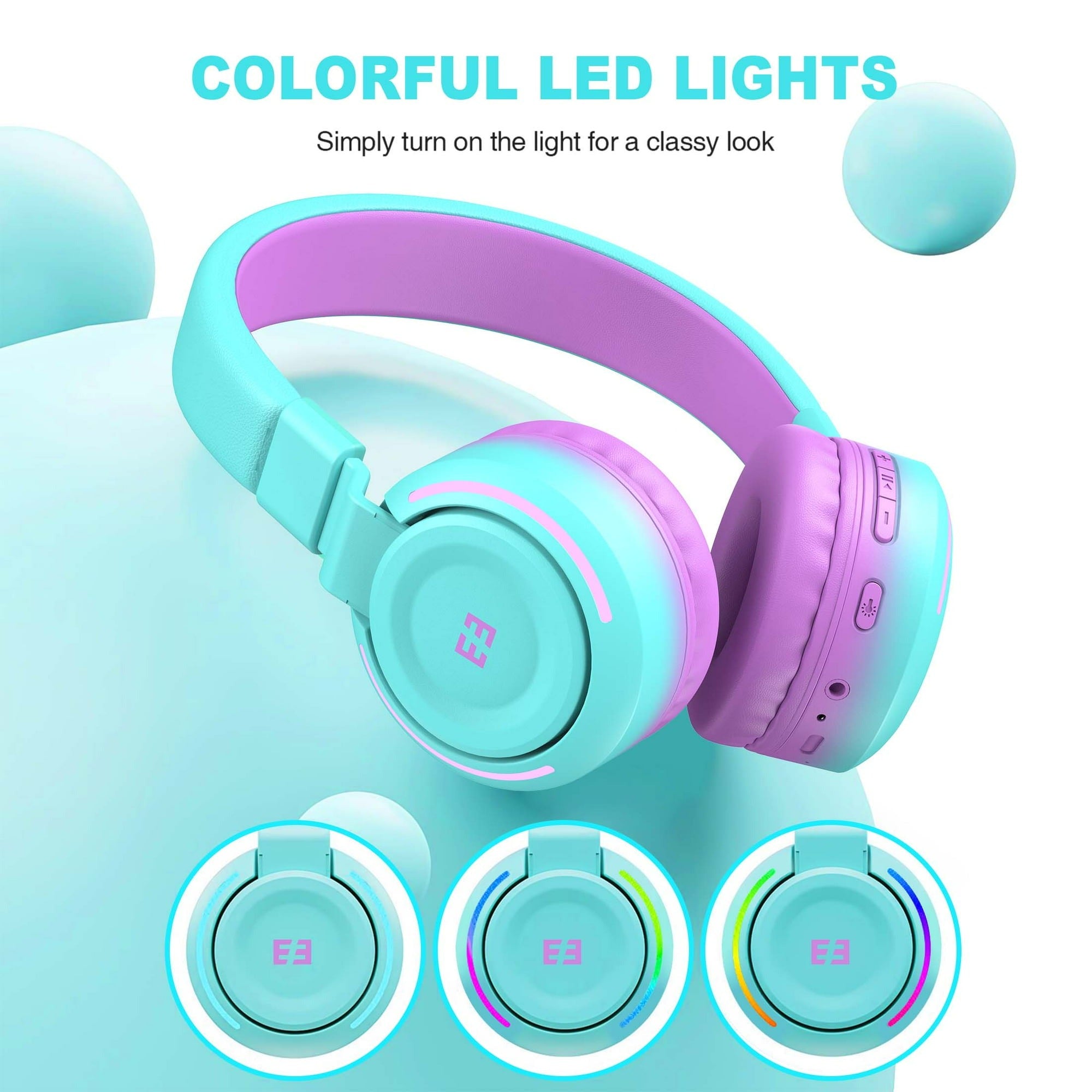 Seenda HEO-202 Kids Bluetooth Headphones, Tiffany Blue