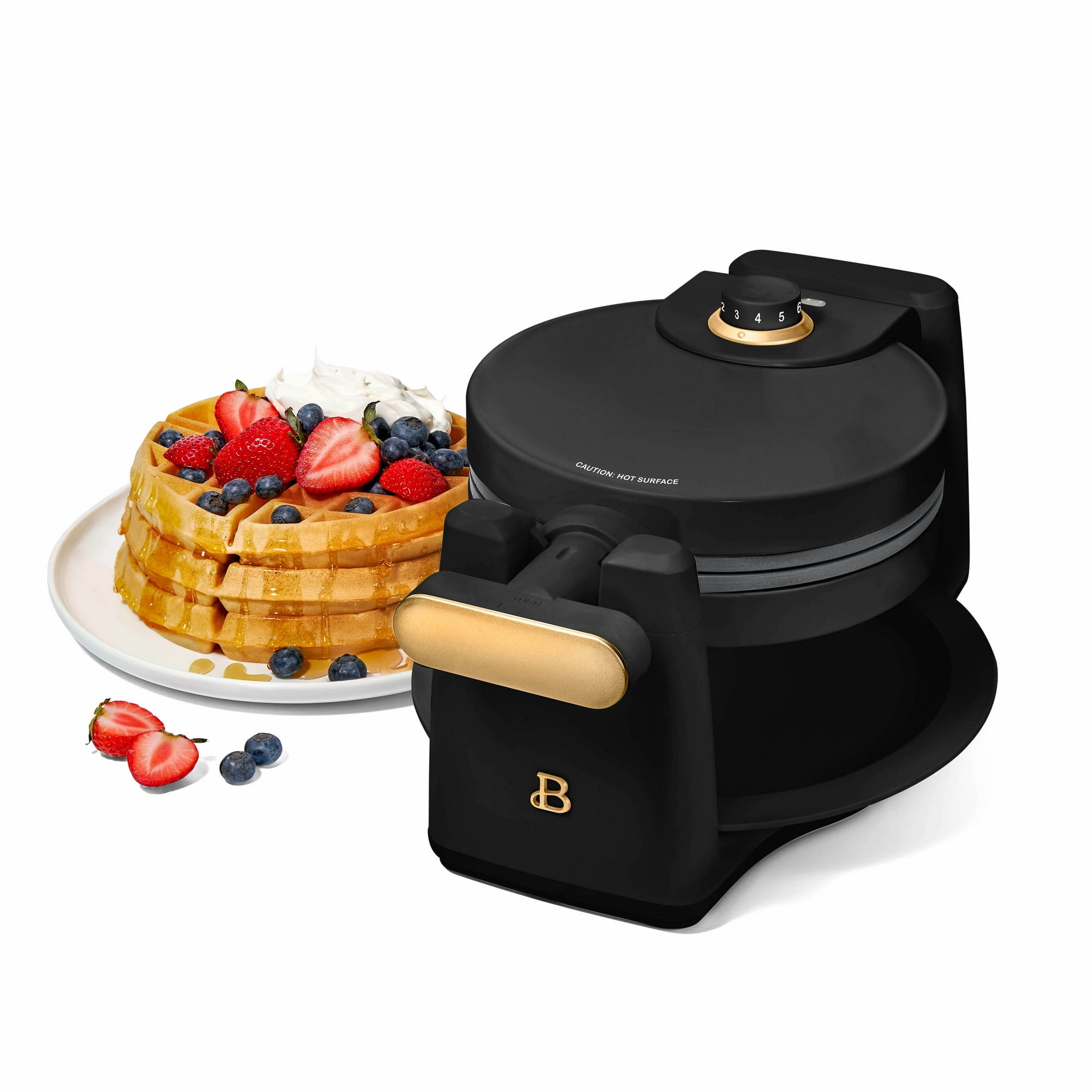 Beautiful 19427 Rotating Belgian Waffle Maker, Black Sesame