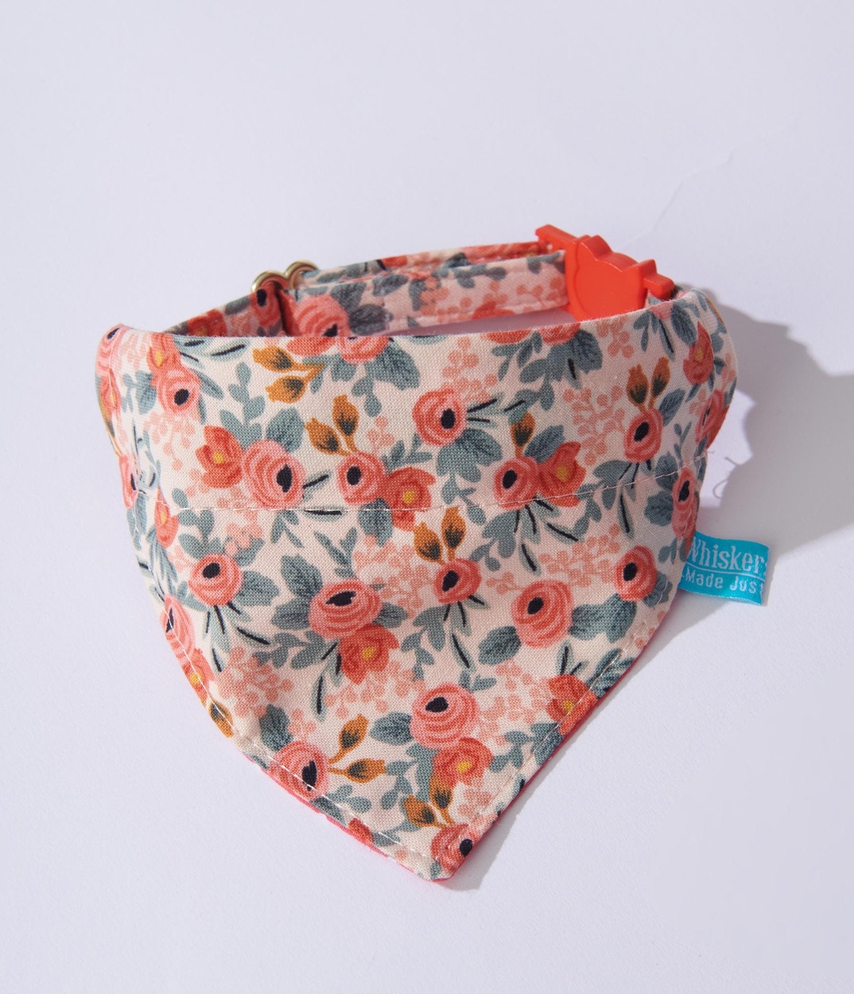 Peach Floral Over the Collar Cat Bandana