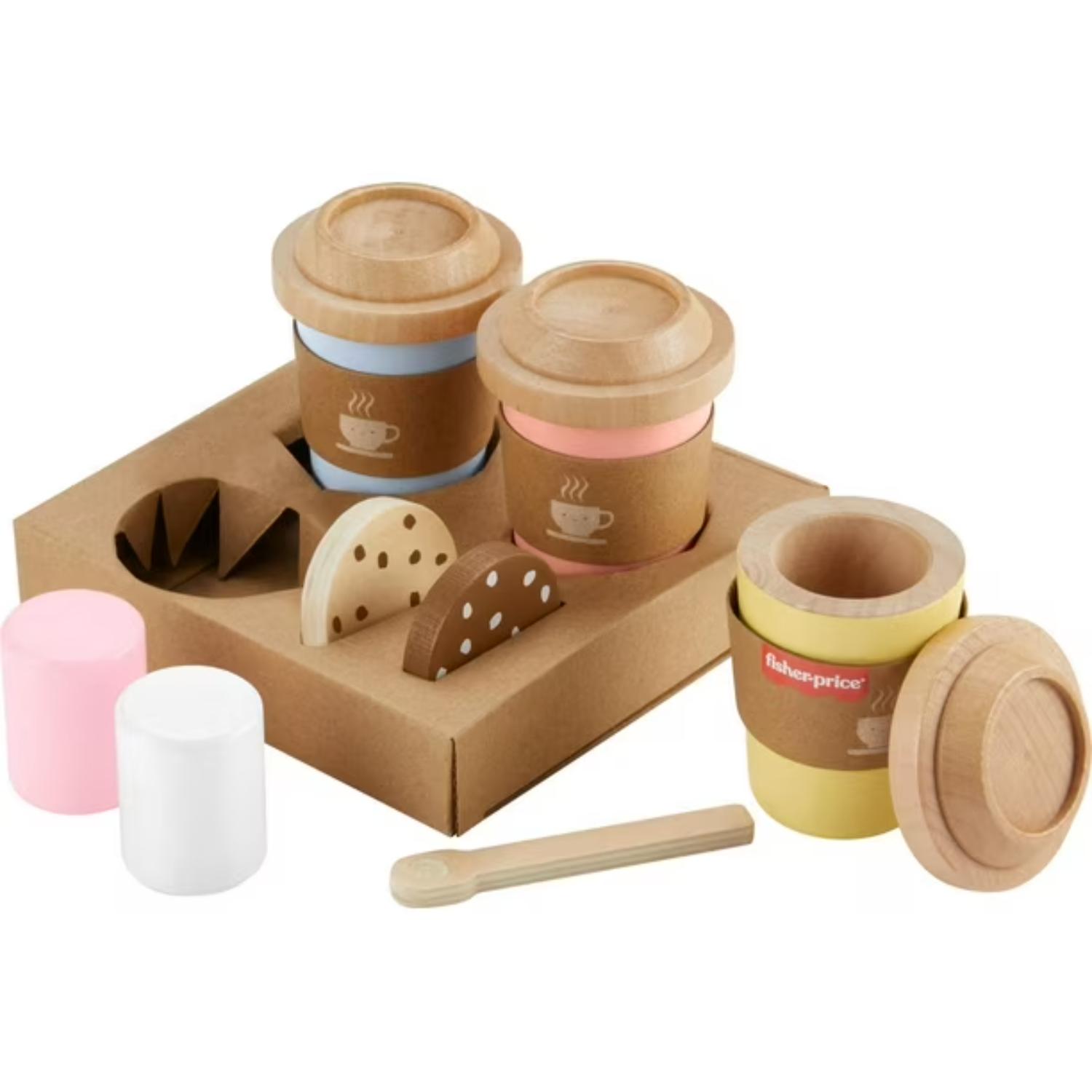 Fisher-Price Wooden Coffee To Go Set, Multi, 15 Wood Pieces