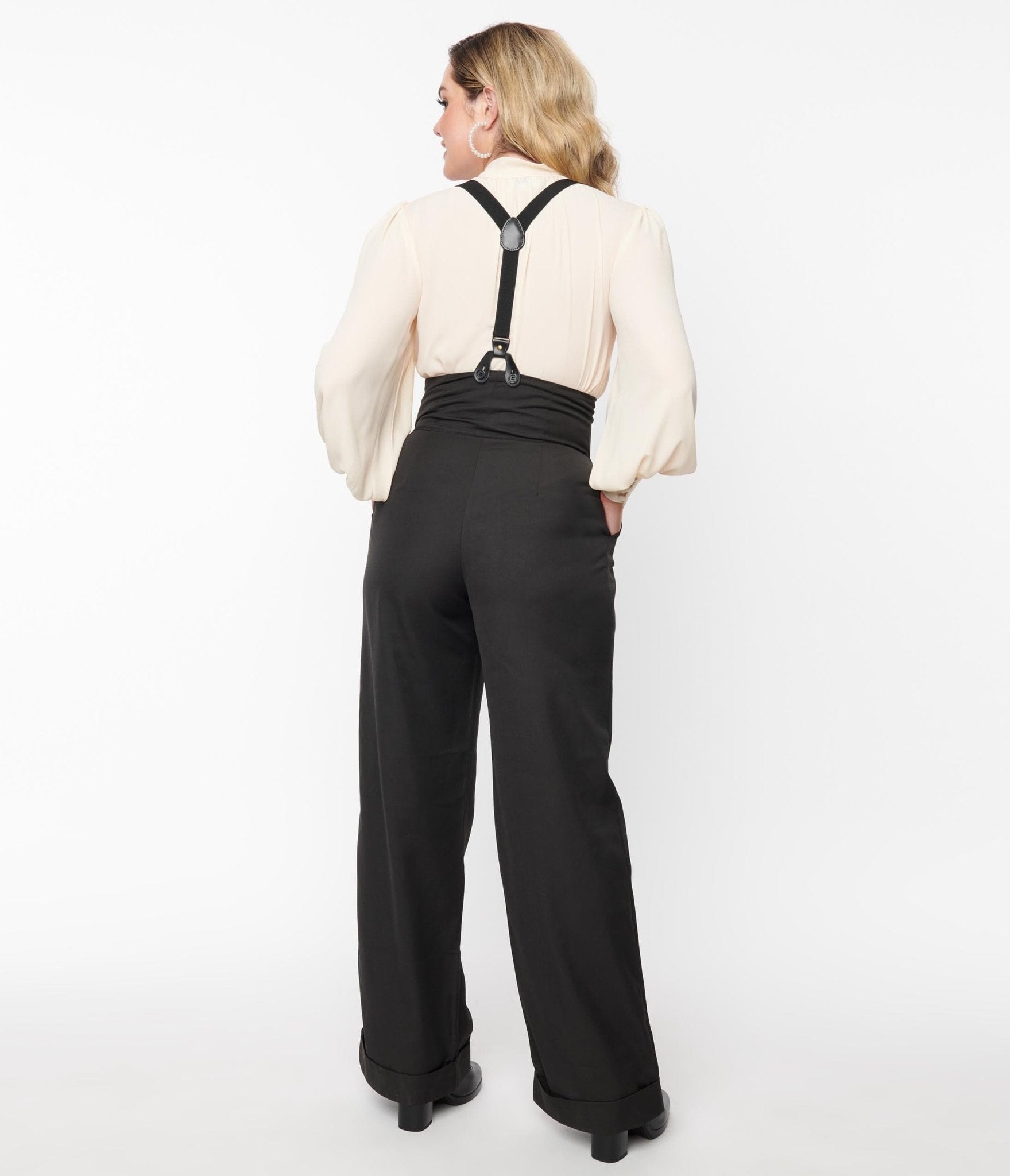 Unique Vintage 1930s Black Thelma Suspender Pants