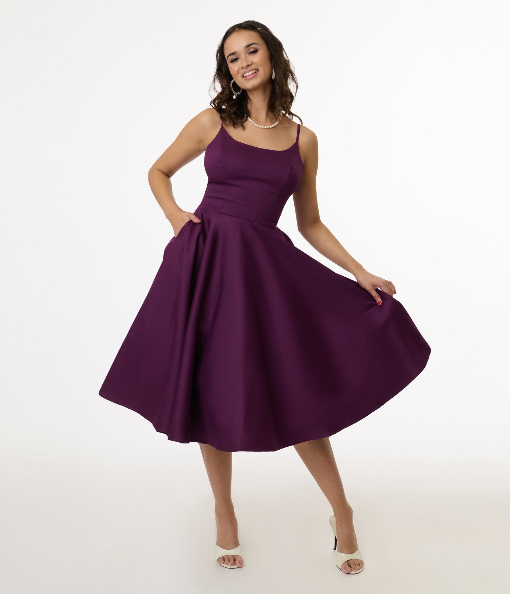 1950s Aubergine Peggy Swing Dress