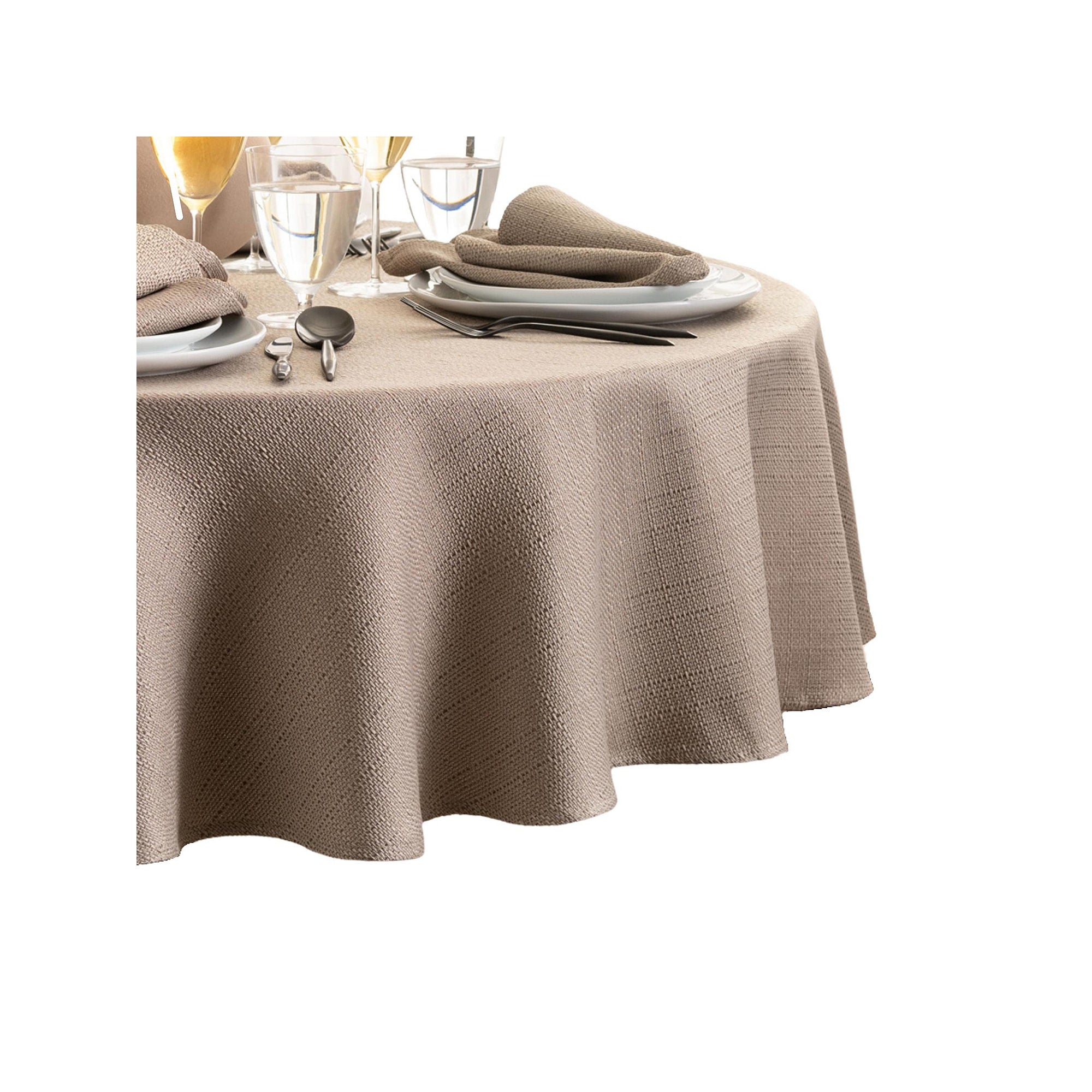 Elrene Home Fashions Water & Stain Resistant Laurel Tablecloth - TAUPE ONE SIZE