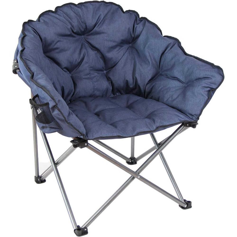 Mac Sports C932S-142 Padded Water Resistant Foldable Cozy Club Chair w/ Carry Bag, Blue