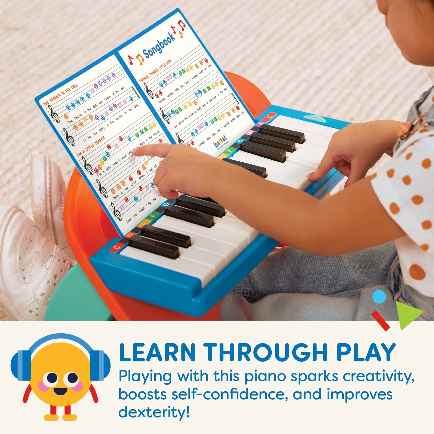 Mini Musician's Piano with Color-Coded Keys and Music Toddler Preschool Toys