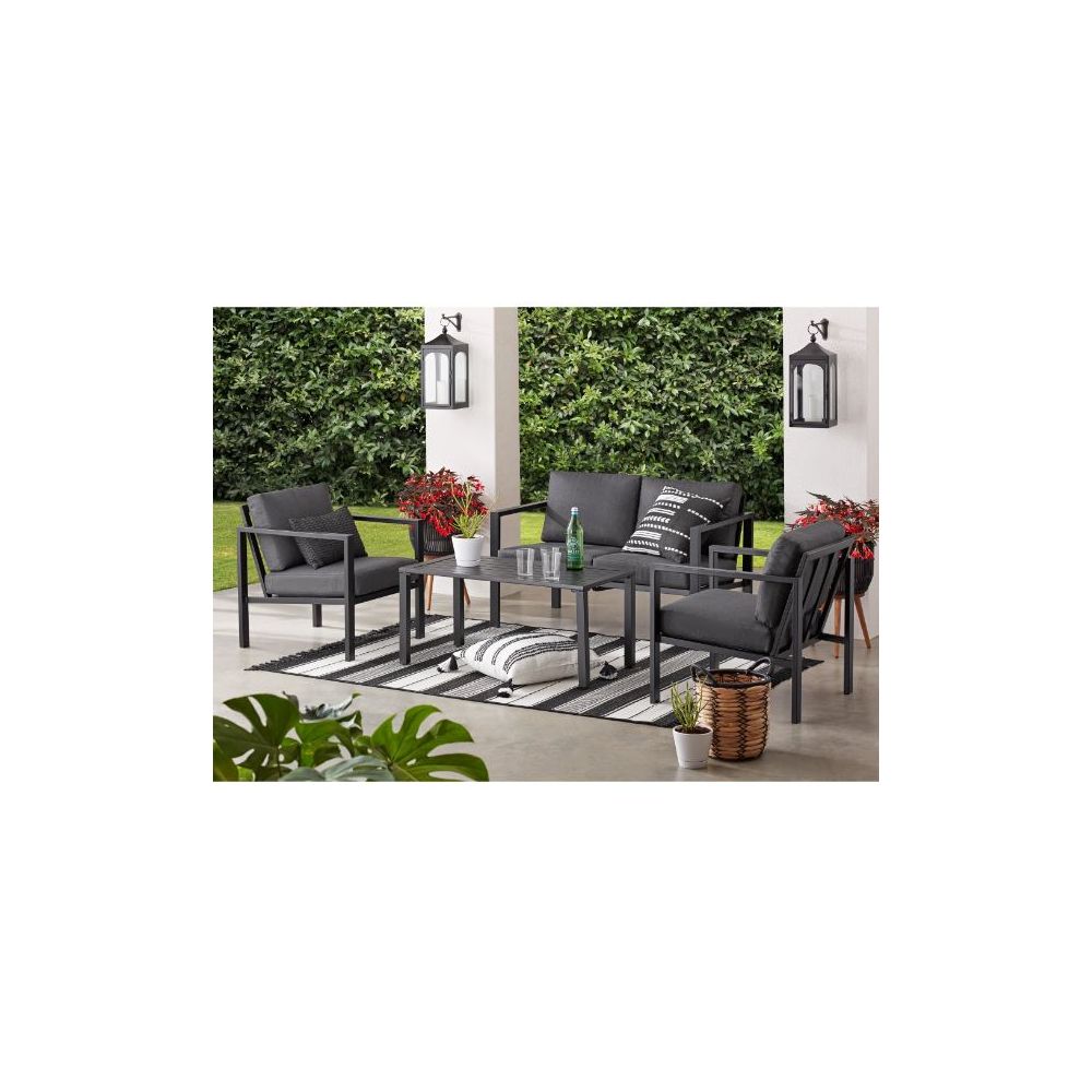 Mainstays Dashwood 4-Piece Outdoor Patio Conversation Set, Gray