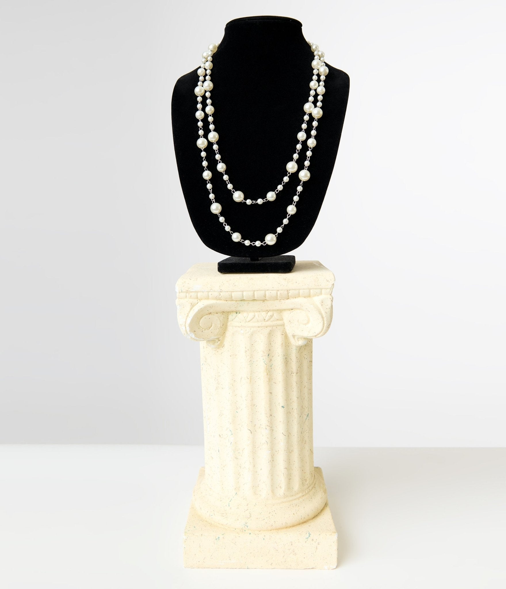 Unique Vintage 1920s Long Multi Pearl Necklace