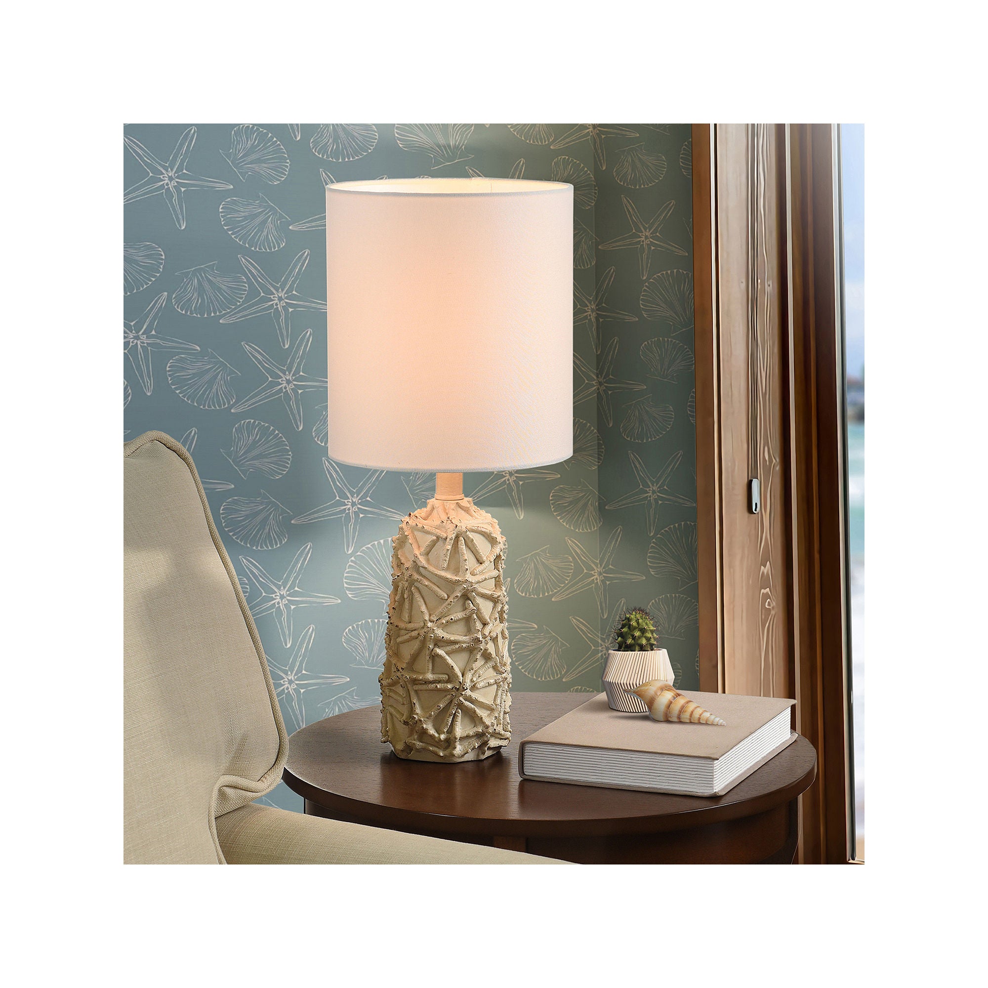 Stylecraft Old Cream Distressed Mini Polyresin Table Lamp - WHITE ONE SIZE