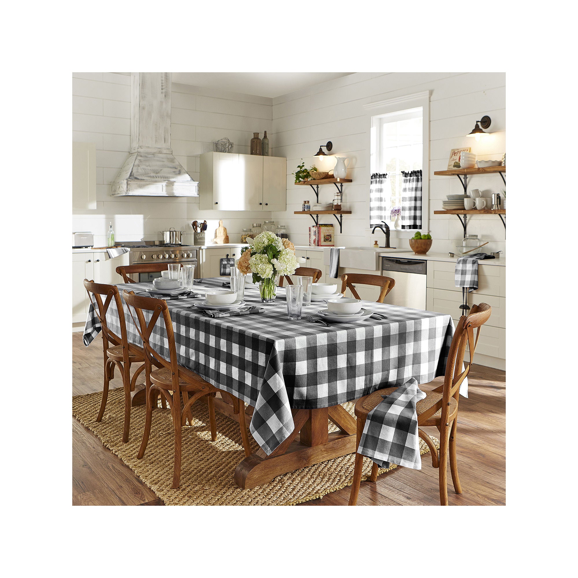 Elrene Home Fashions Farmhouse Living Buffalo Check Tablecloth - BLACK WHITE ONE SIZE