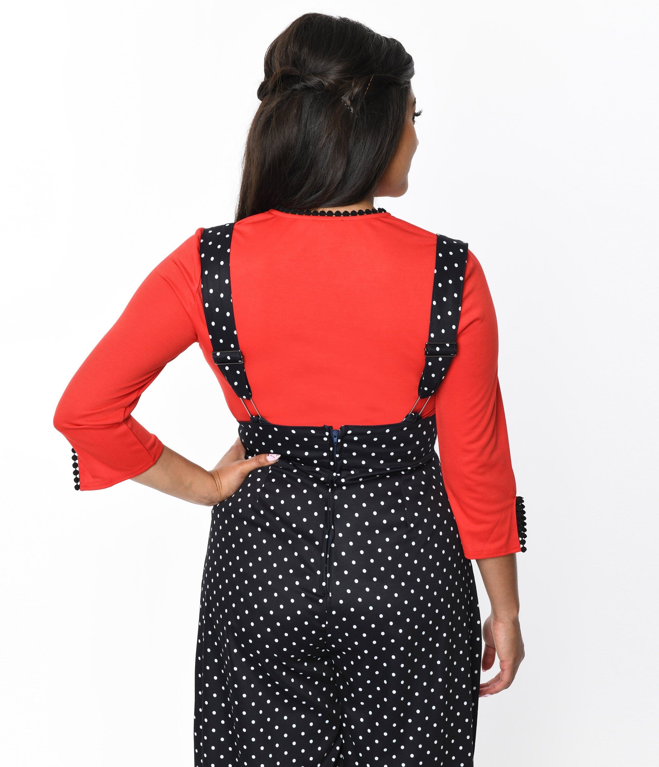 Unique Vintage Red Cutout Neck Tie Top