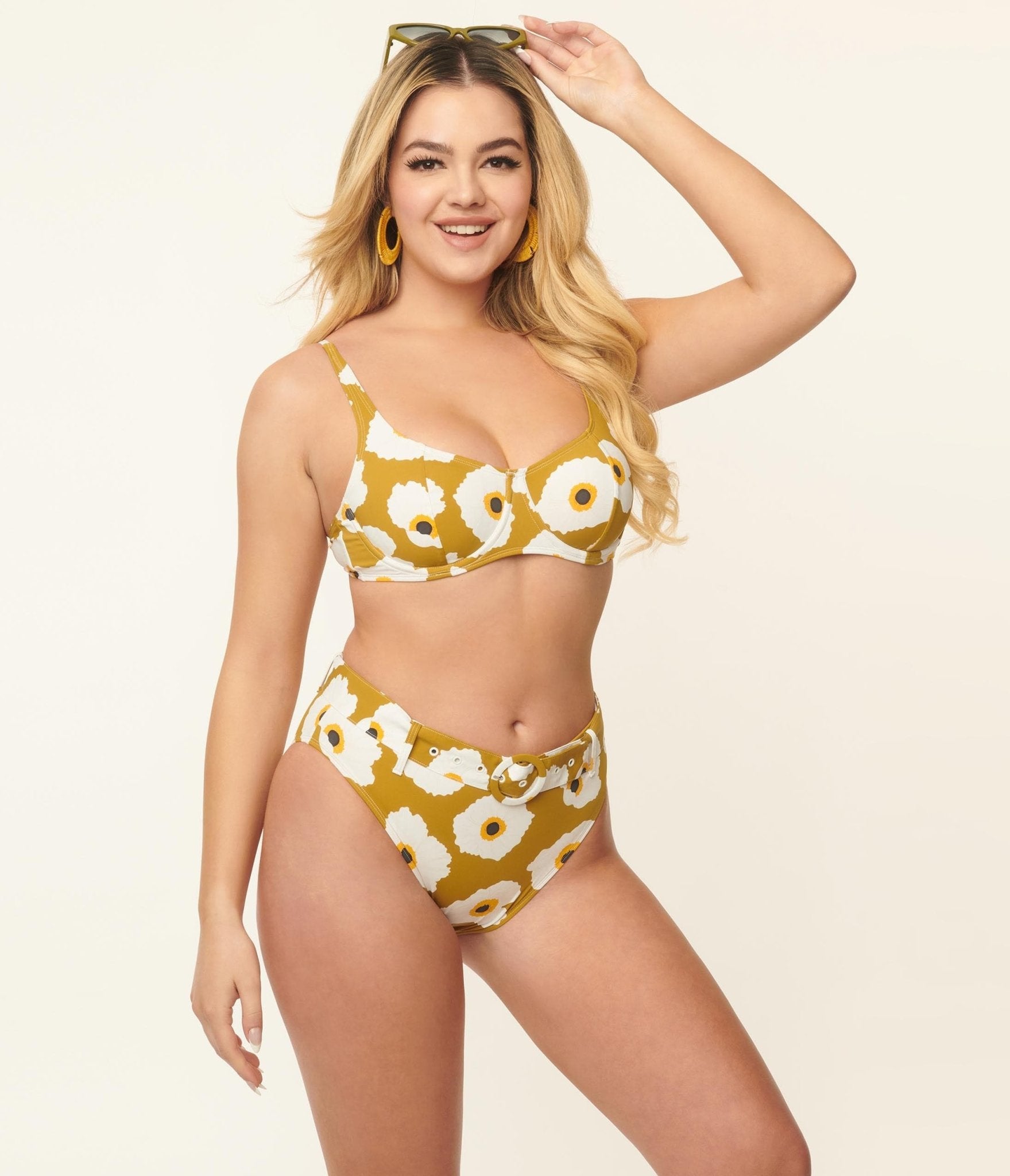 Kingdom & State Olive & White Poppy Swim Top