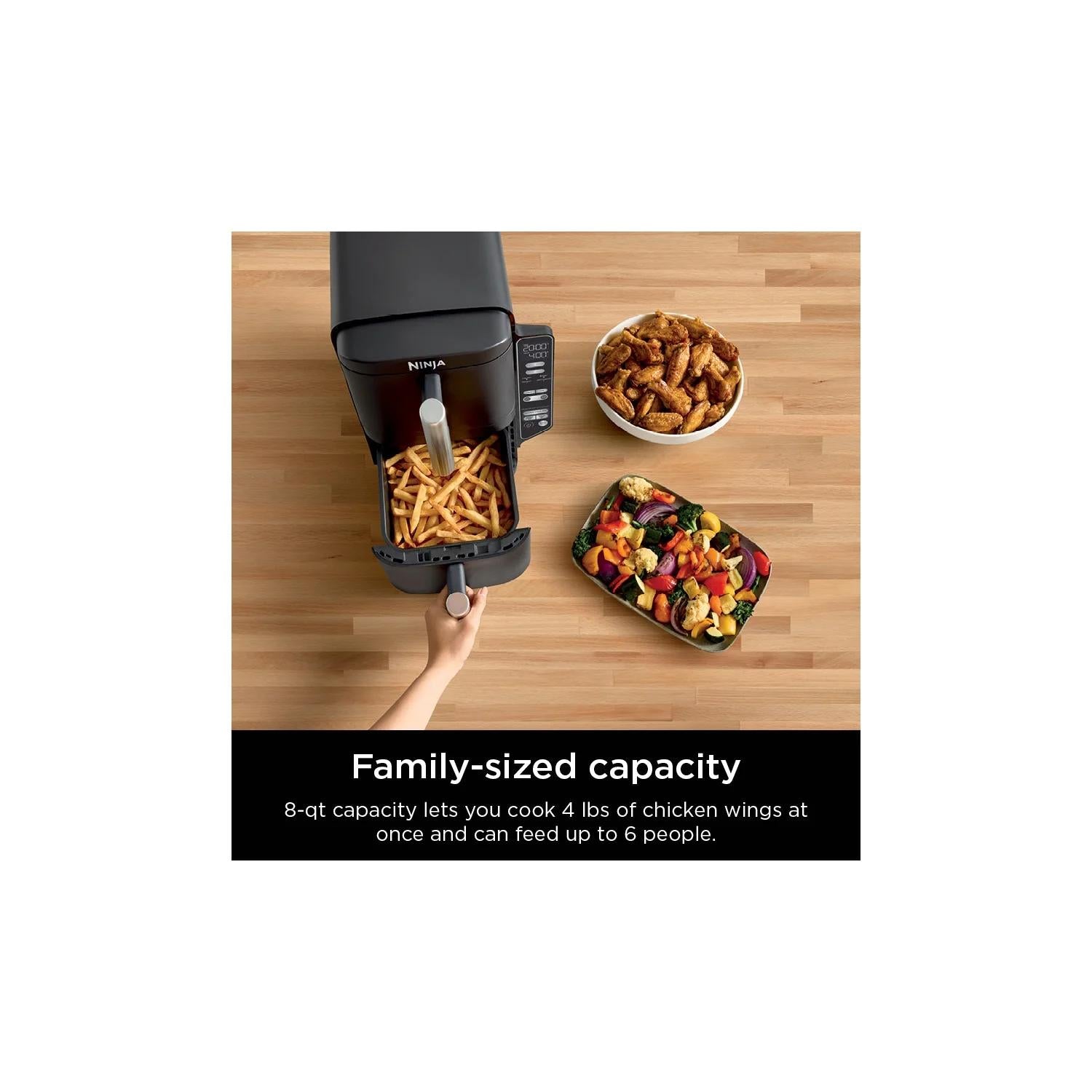 SharkNinja SL200 Ninja DoubleStack 8 Qt 4-in-1 2-Basket Air Fryer Space Saving Design