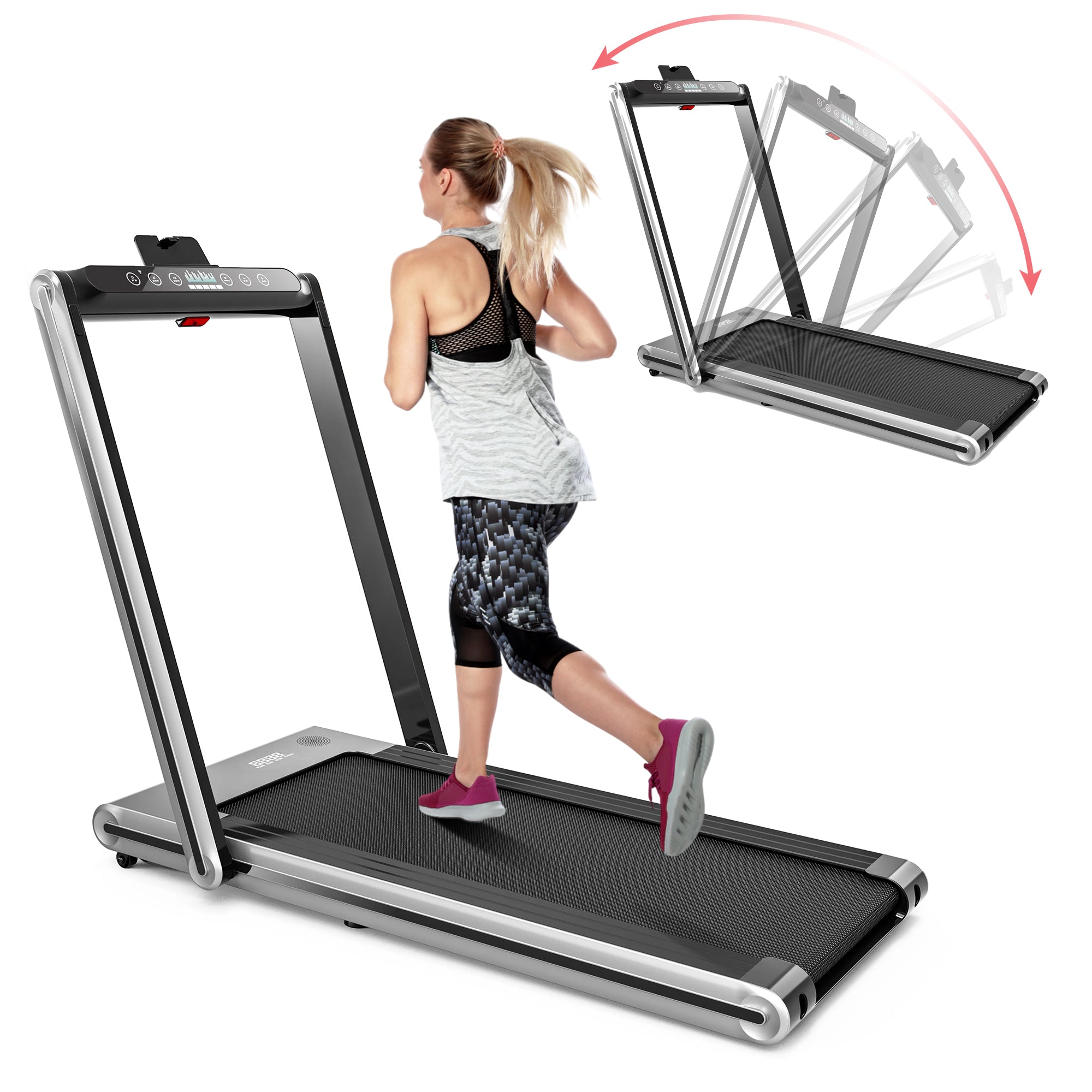 Fitti CF-T4018ASB Folding Treadmill Running Machine 110 Kg Capacity Dual Display Screen