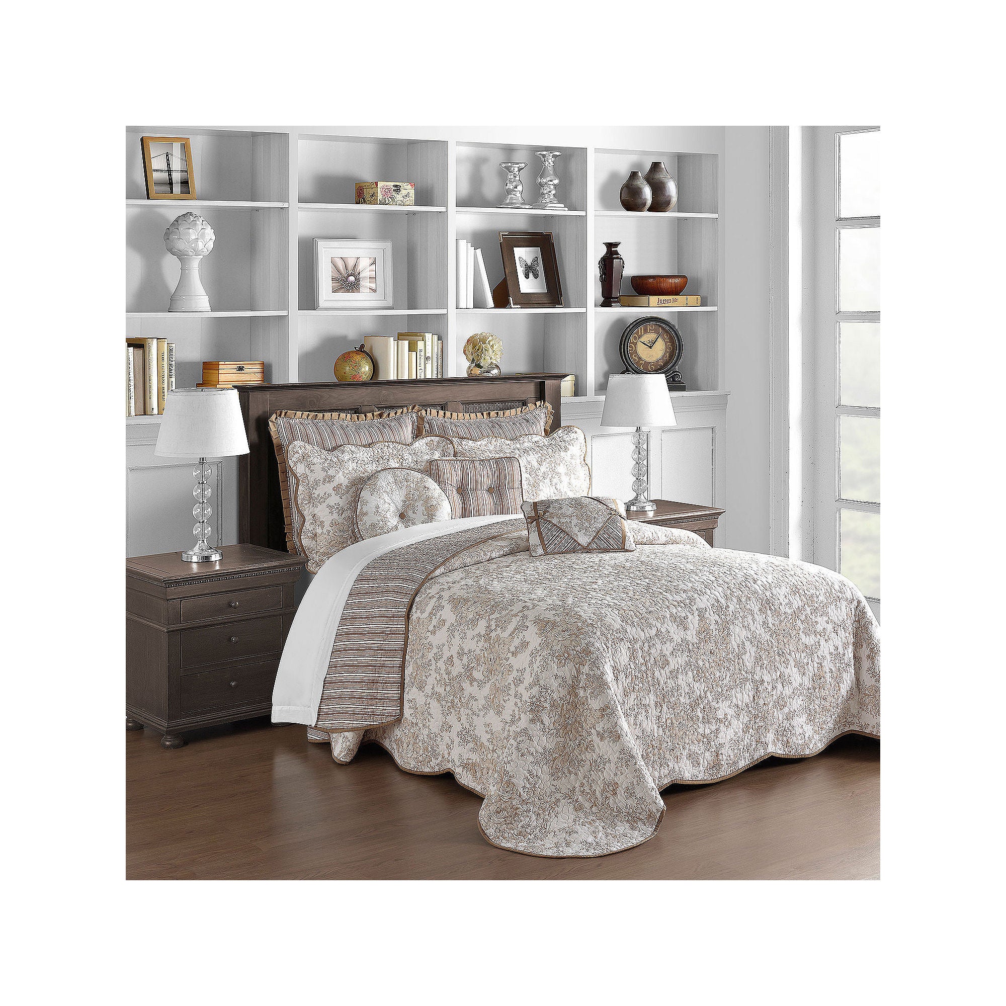 Laurel Manor Toile Garden Bedspread Beige - Twin