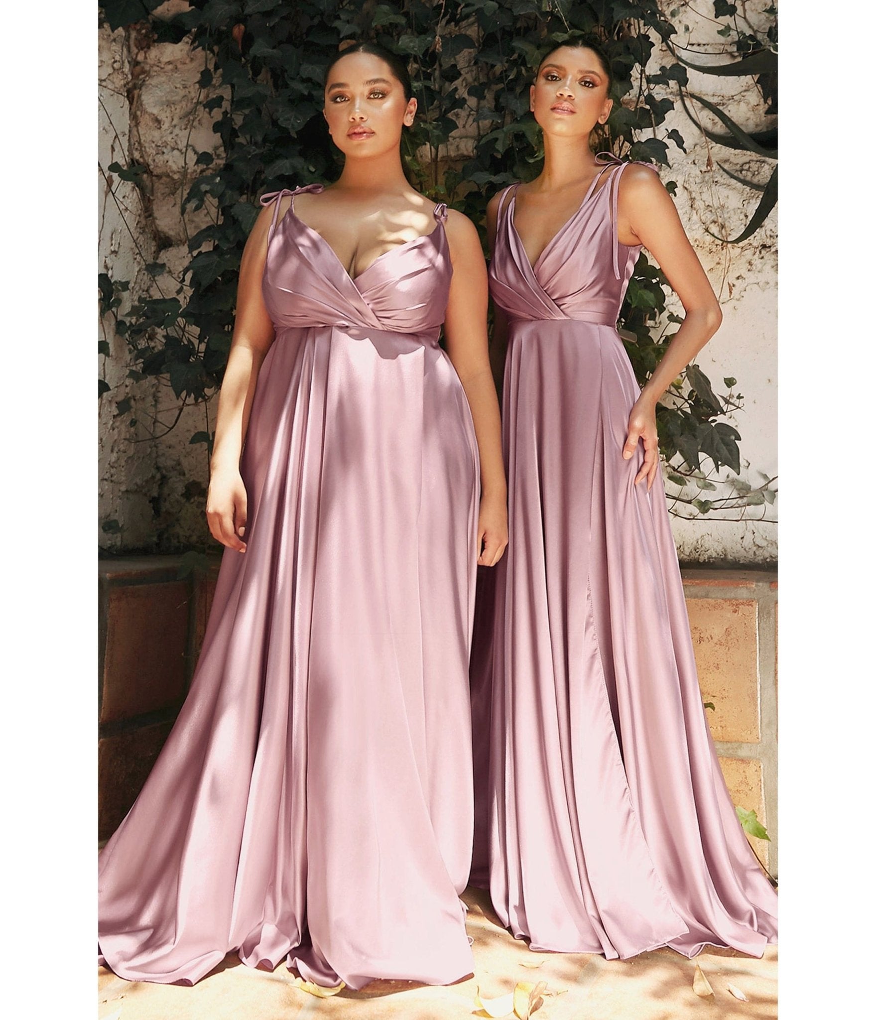 Ladivine by Cinderella Divine Mauve Flowy Satin A-Line Bridesmaid Gown