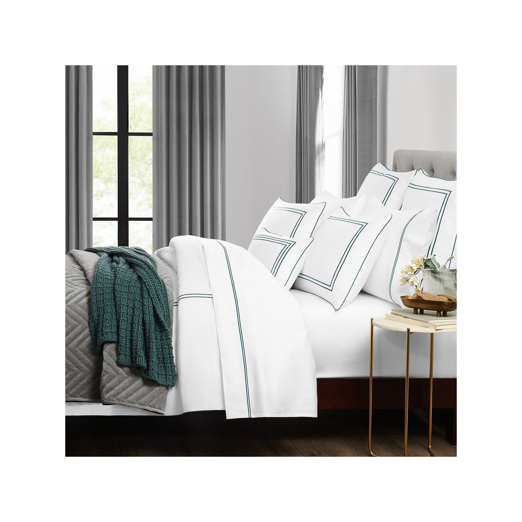 Fieldcrest Border Stripe 3-pc. Embroidered Comforter Set Blue - Full-Queen