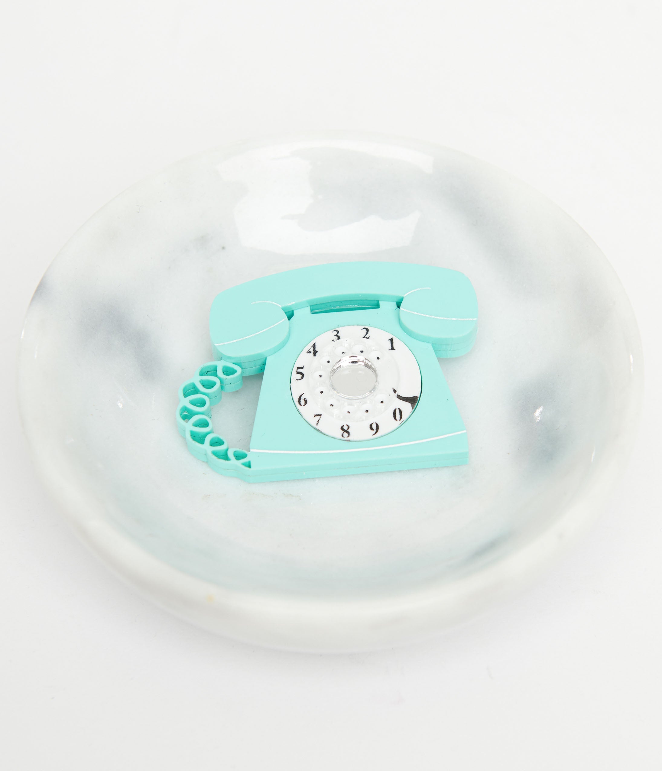 1950s Retro Mint Blue Telephone Brooch