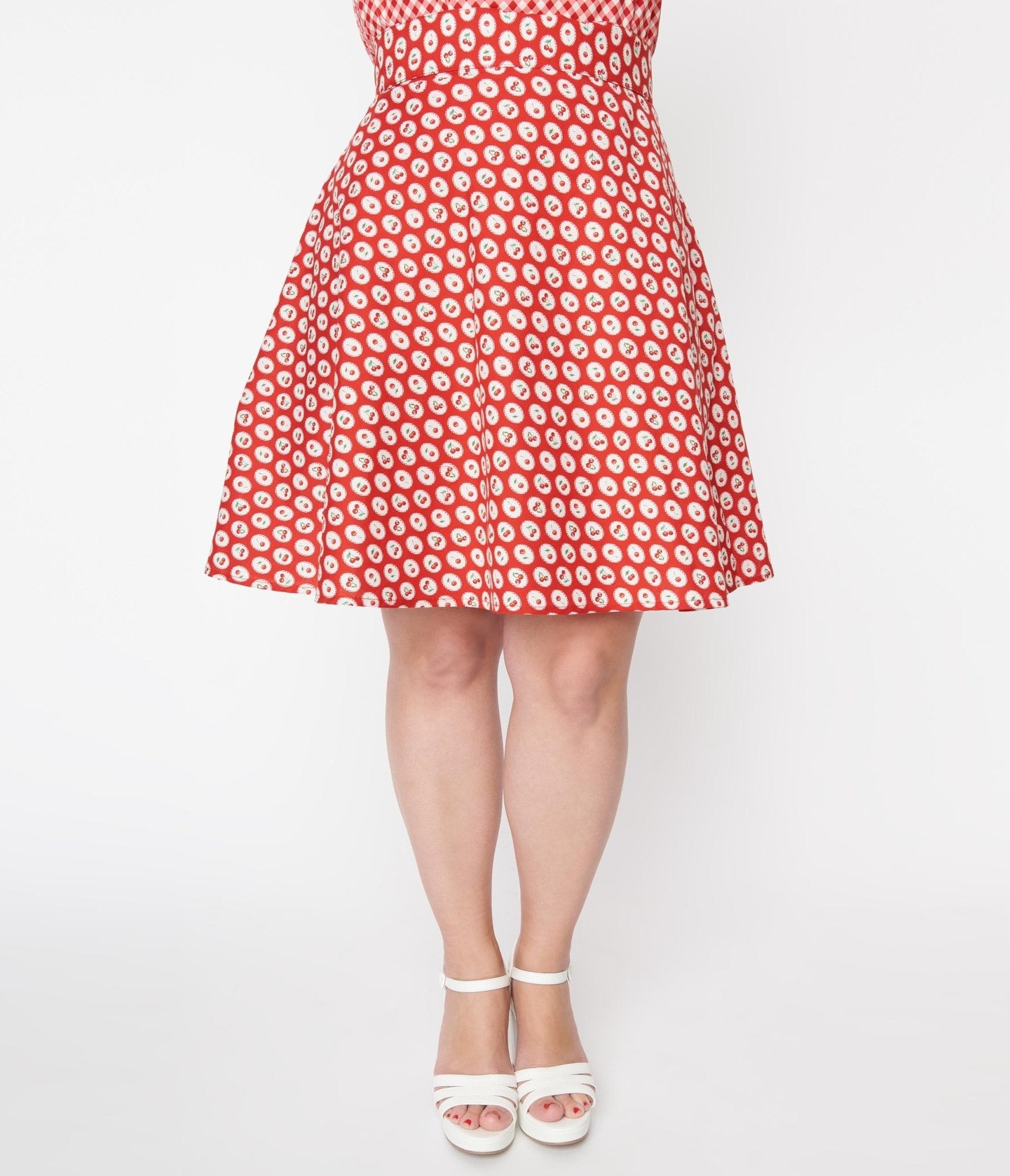 Retrolicious Red Cherry Flare Skirt