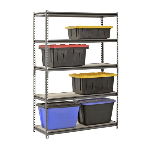 Muscle Rack 5-Shelf Steel Shelving, Silver-Vein, 18 D x 48 W x 72 H